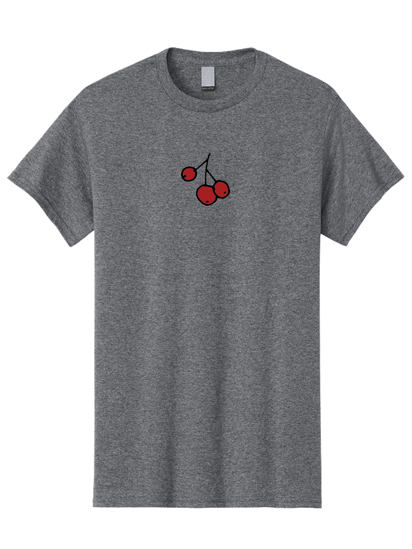 Three-Cherries Men'S Graphic Tee, 100% Cotton, Comfortable Casual Summer Wear, Machine Washable, Red Cherries, Simple Drawing, Cartoon Style, Sweet Fruit, Bold Lines, Black Stems, Ripe Cherries, Minimalist Design, Digital Art Aab143 9