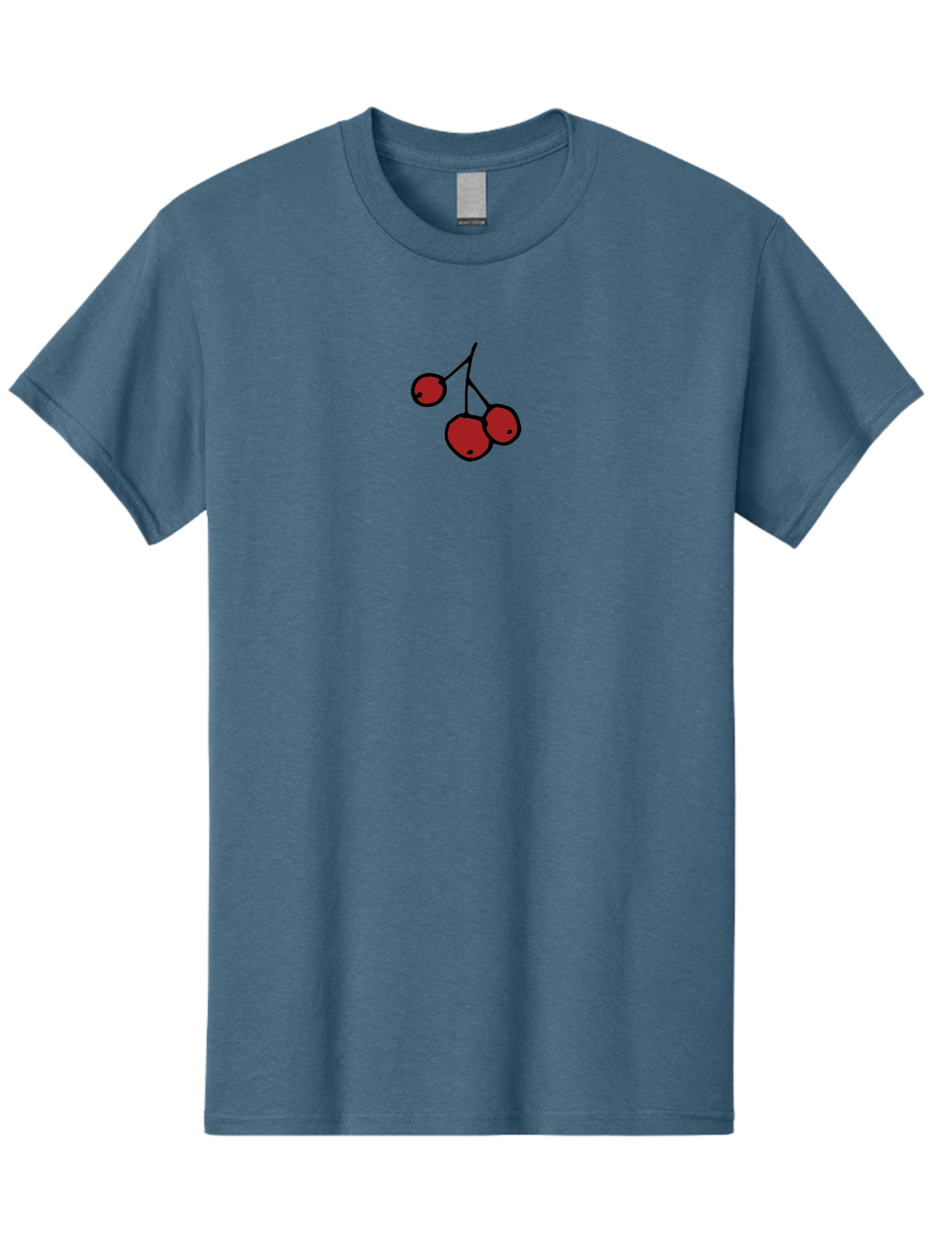 Three-Cherries Men'S Graphic Tee, 100% Cotton, Comfortable Casual Summer Wear, Machine Washable, Red Cherries, Simple Drawing, Cartoon Style, Sweet Fruit, Bold Lines, Black Stems, Ripe Cherries, Minimalist Design, Digital Art Aab143 11