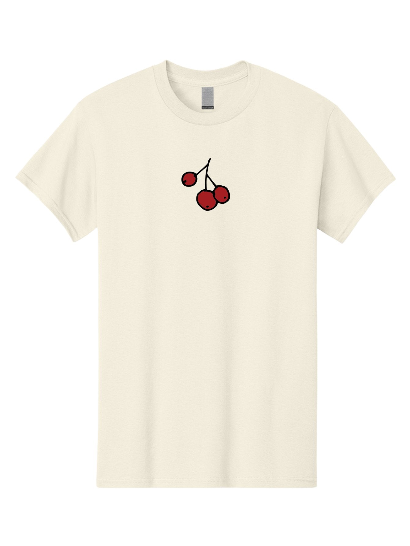 Three-Cherries Men'S Graphic Tee, 100% Cotton, Comfortable Casual Summer Wear, Machine Washable, Red Cherries, Simple Drawing, Cartoon Style, Sweet Fruit, Bold Lines, Black Stems, Ripe Cherries, Minimalist Design, Digital Art Aab143 9