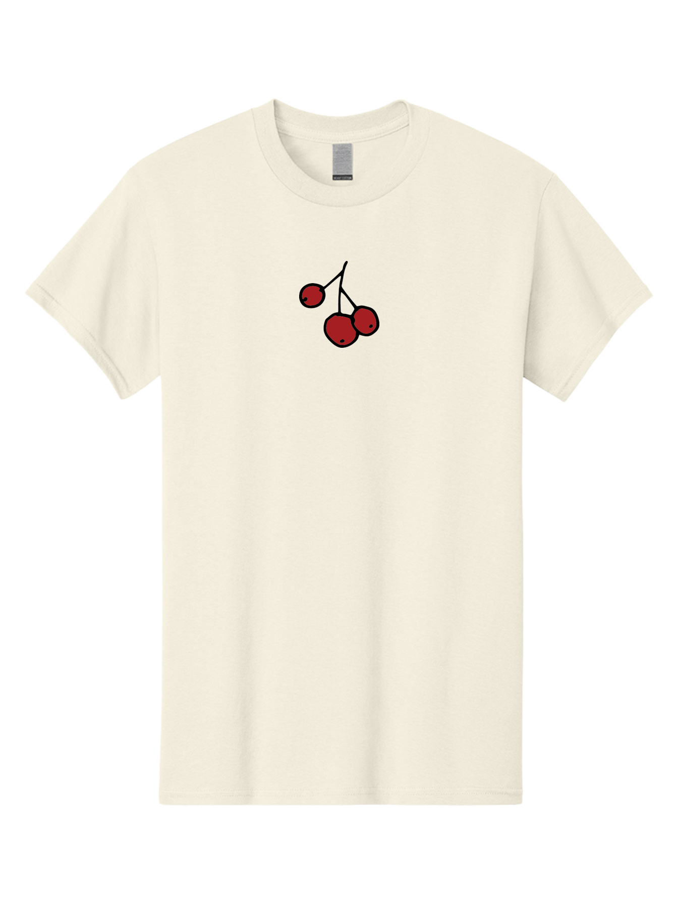 Three-Cherries Men'S Graphic Tee, 100% Cotton, Comfortable Casual Summer Wear, Machine Washable, Red Cherries, Simple Drawing, Cartoon Style, Sweet Fruit, Bold Lines, Black Stems, Ripe Cherries, Minimalist Design, Digital Art Aab143 17