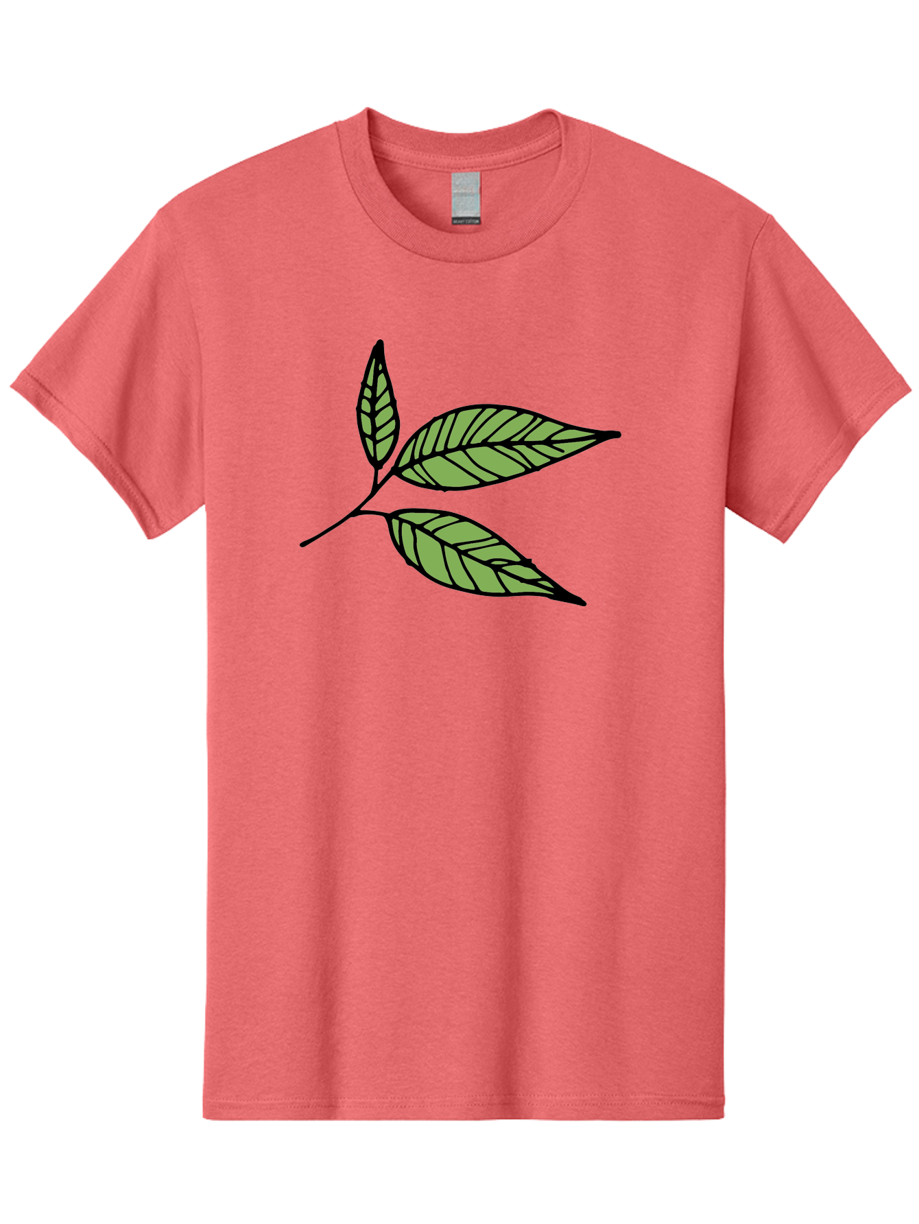 Three-Leaves Men'S Graphic Tee, 100% Cotton, Comfortable Casual Summer Wear, Machine Washable, Simple Leaf Illustration, Minimalist Design, Black Outline, Green Leaves, Leaf Veins, Foliage Artwork, Nature-Inspired Graphics, Aab144 5