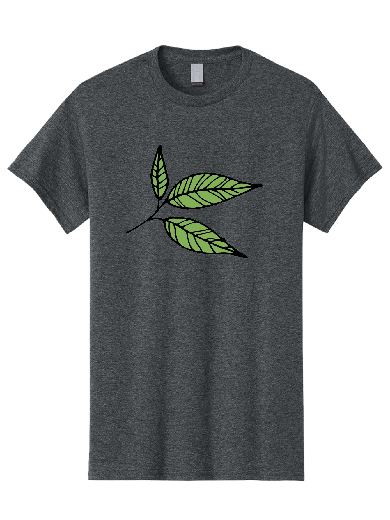 Three-Leaves Men'S Graphic Tee, 100% Cotton, Comfortable Casual Summer Wear, Machine Washable, Simple Leaf Illustration, Minimalist Design, Black Outline, Green Leaves, Leaf Veins, Foliage Artwork, Nature-Inspired Graphics, Aab144 7