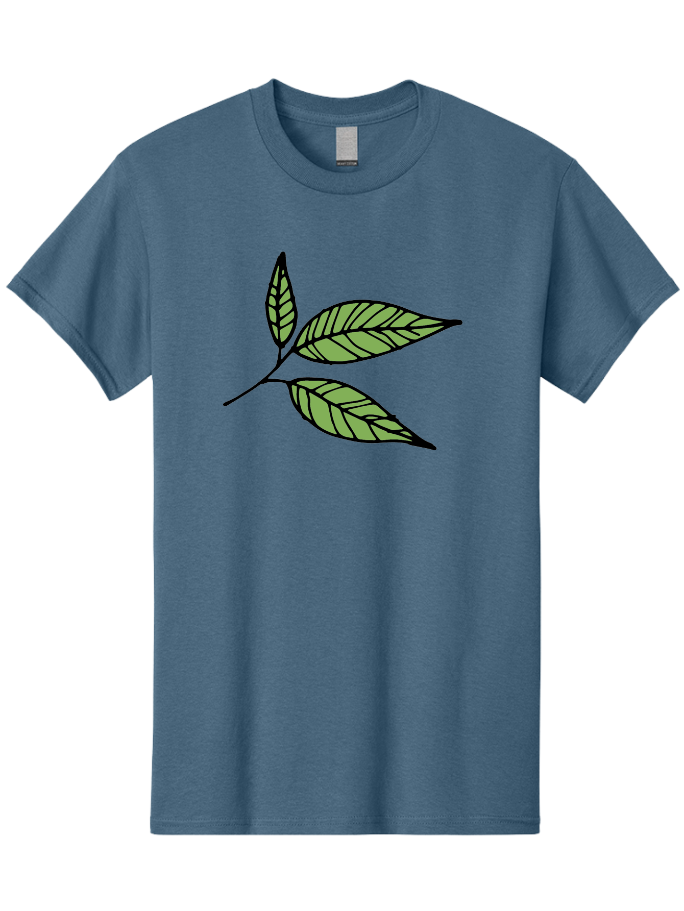 Three-Leaves Men'S Graphic Tee, 100% Cotton, Comfortable Casual Summer Wear, Machine Washable, Simple Leaf Illustration, Minimalist Design, Black Outline, Green Leaves, Leaf Veins, Foliage Artwork, Nature-Inspired Graphics, Aab144 11