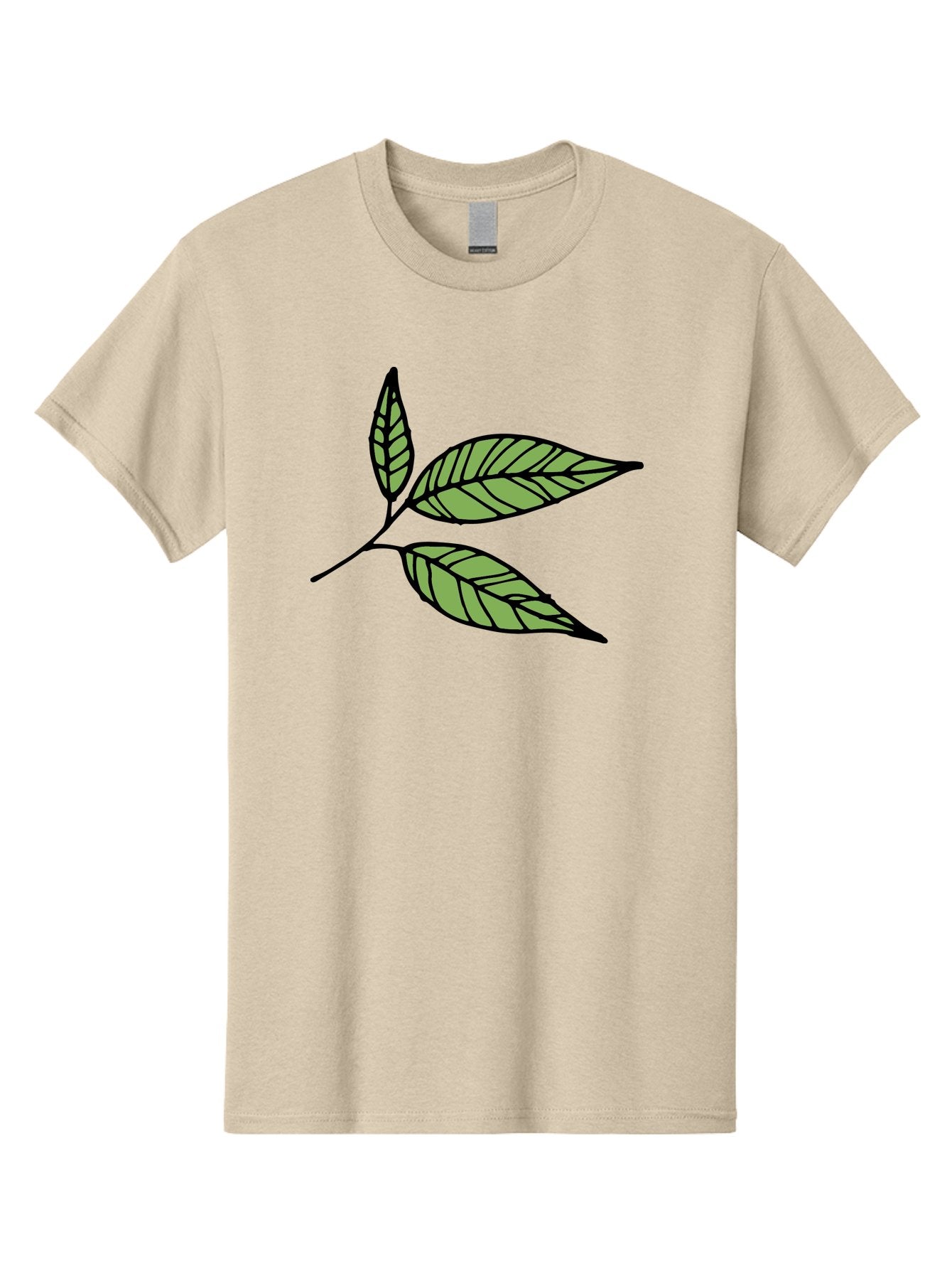 Three-Leaves Men'S Graphic Tee, 100% Cotton, Comfortable Casual Summer Wear, Machine Washable, Simple Leaf Illustration, Minimalist Design, Black Outline, Green Leaves, Leaf Veins, Foliage Artwork, Nature-Inspired Graphics, Aab144 12