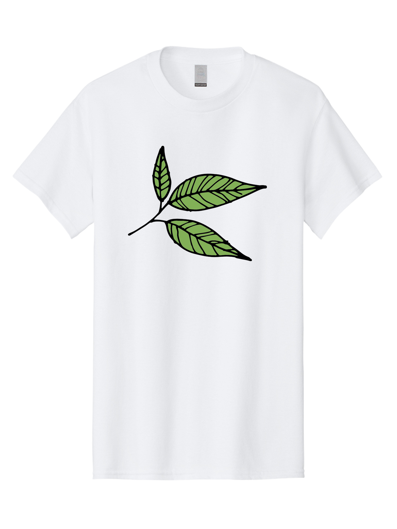 Three-Leaves Men'S Graphic Tee, 100% Cotton, Comfortable Casual Summer Wear, Machine Washable, Simple Leaf Illustration, Minimalist Design, Black Outline, Green Leaves, Leaf Veins, Foliage Artwork, Nature-Inspired Graphics, Aab144 29