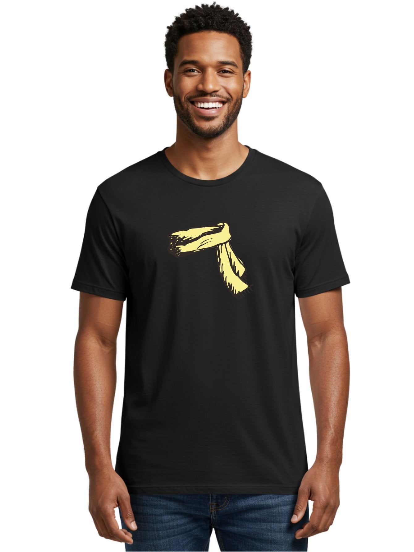 Torn-Fabric Men'S Graphic Tee, 100% Cotton, Comfortable Casual Summer Wear, Machine Washable, Yellow Scarf, Casual Fashion, Accessory, Stylish Look, Fashion Trend, Winter Wear, Clothing Accessory Aab146 28