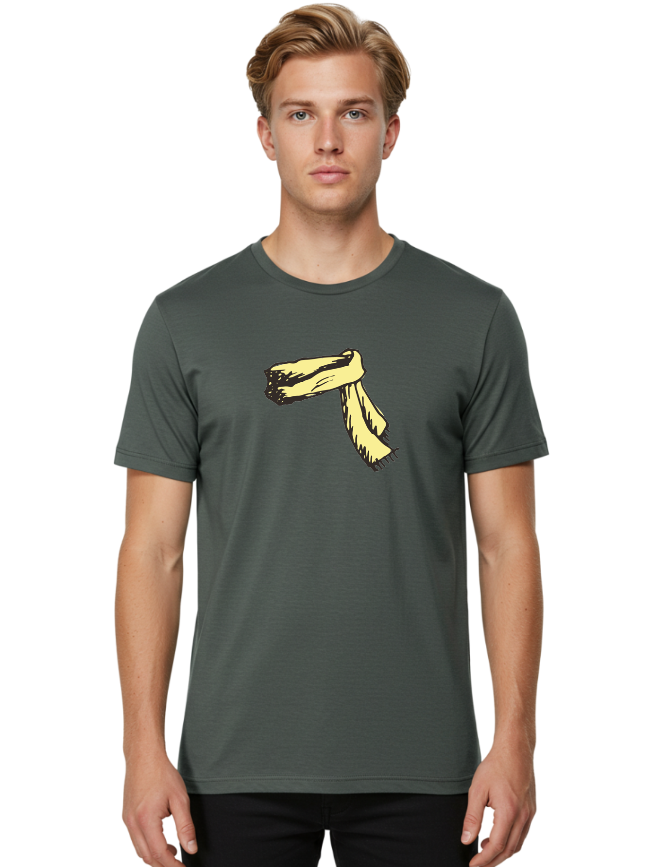 Torn-Fabric Men'S Graphic Tee, 100% Cotton, Comfortable Casual Summer Wear, Machine Washable, Yellow Scarf, Casual Fashion, Accessory, Stylish Look, Fashion Trend, Winter Wear, Clothing Accessory Aab146 4