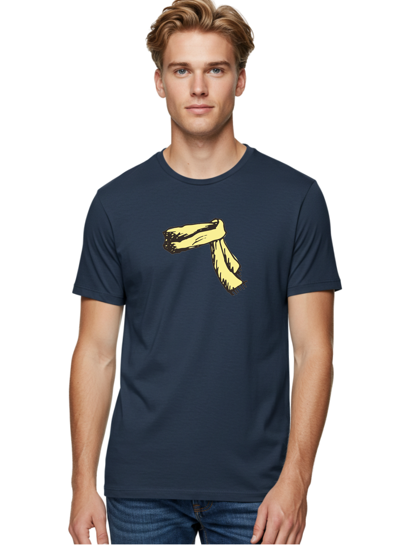 Torn-Fabric Men'S Graphic Tee, 100% Cotton, Comfortable Casual Summer Wear, Machine Washable, Yellow Scarf, Casual Fashion, Accessory, Stylish Look, Fashion Trend, Winter Wear, Clothing Accessory Aab146 20