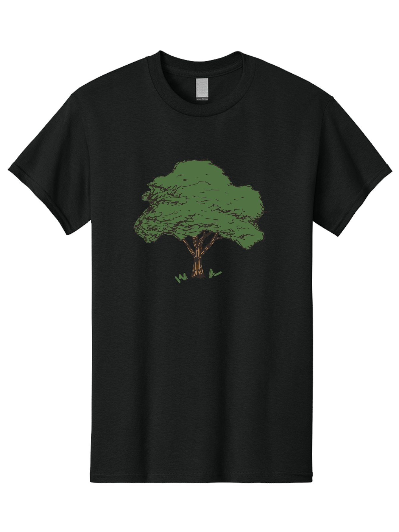 Tree-1 Men'S Graphic Tee, 100% Cotton, Comfortable Casual Summer Wear, Machine Washable, Simple Tree Illustration, Minimalist Design, Dark Green Foliage, Brown Trunk, Simple Branches, Whimsical Art, Digital Drawing, Abstract Tree, Aab147 7