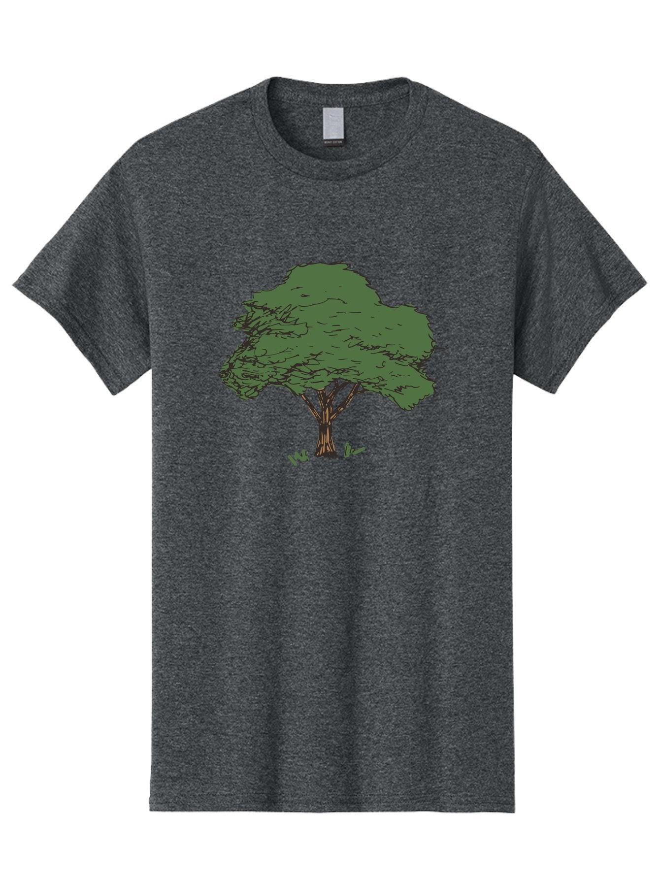 Tree-1 Men'S Graphic Tee, 100% Cotton, Comfortable Casual Summer Wear, Machine Washable, Simple Tree Illustration, Minimalist Design, Dark Green Foliage, Brown Trunk, Simple Branches, Whimsical Art, Digital Drawing, Abstract Tree, Aab147 3
