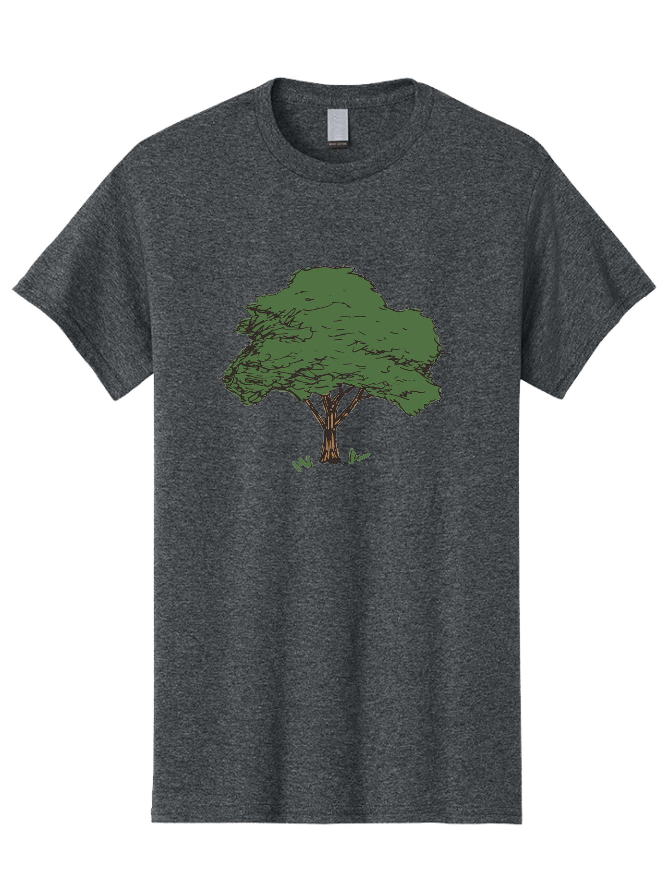 Tree-1 Men'S Graphic Tee, 100% Cotton, Comfortable Casual Summer Wear, Machine Washable, Simple Tree Illustration, Minimalist Design, Dark Green Foliage, Brown Trunk, Simple Branches, Whimsical Art, Digital Drawing, Abstract Tree, Aab147 7