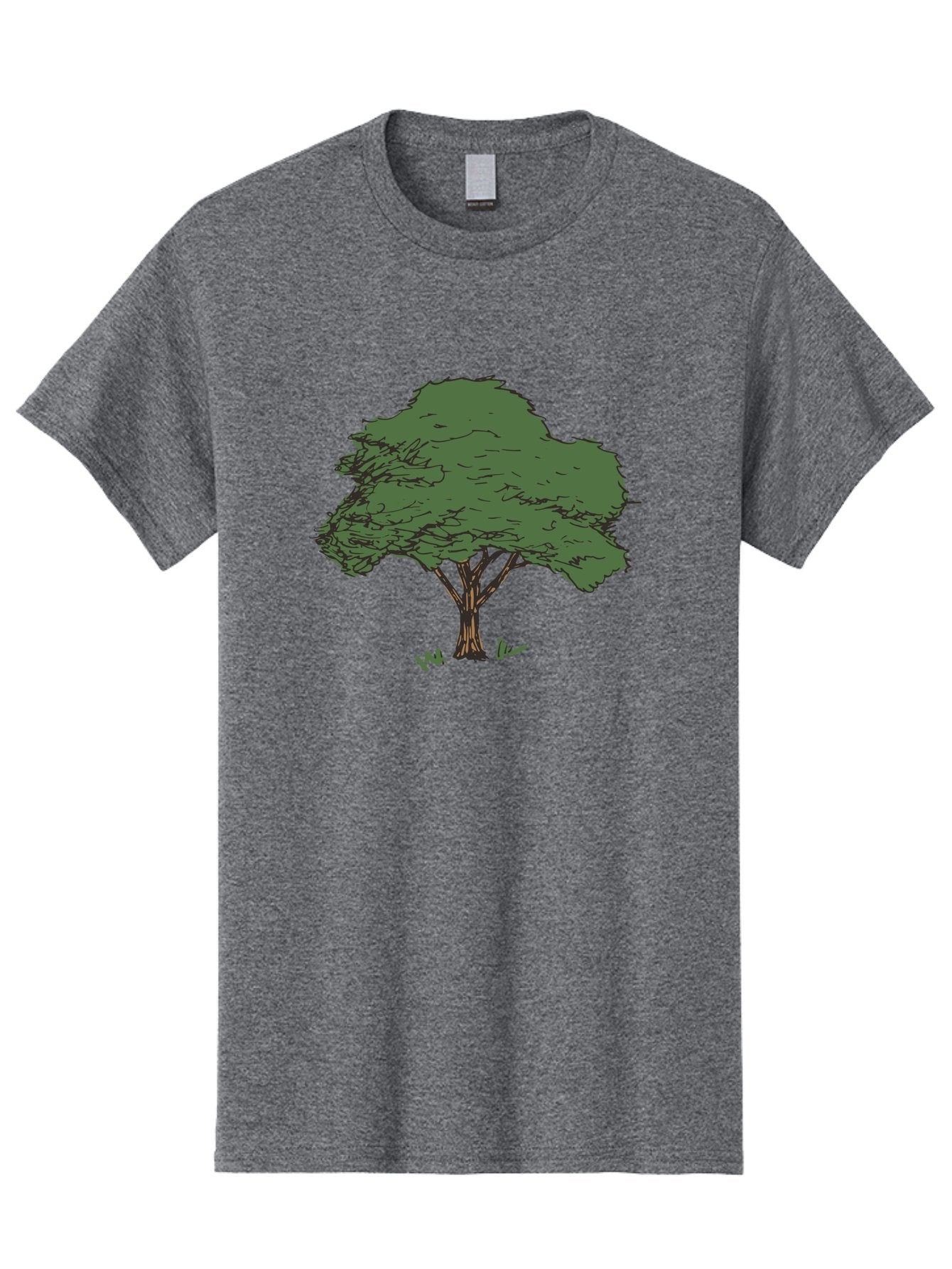 Tree-1 Men'S Graphic Tee, 100% Cotton, Comfortable Casual Summer Wear, Machine Washable, Simple Tree Illustration, Minimalist Design, Dark Green Foliage, Brown Trunk, Simple Branches, Whimsical Art, Digital Drawing, Abstract Tree, Aab147 10