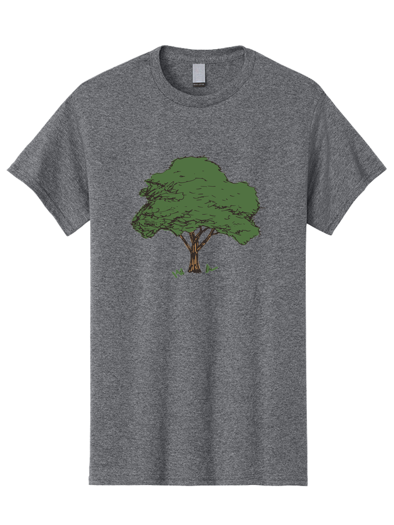 Tree-1 Men'S Graphic Tee, 100% Cotton, Comfortable Casual Summer Wear, Machine Washable, Simple Tree Illustration, Minimalist Design, Dark Green Foliage, Brown Trunk, Simple Branches, Whimsical Art, Digital Drawing, Abstract Tree, Aab147 9