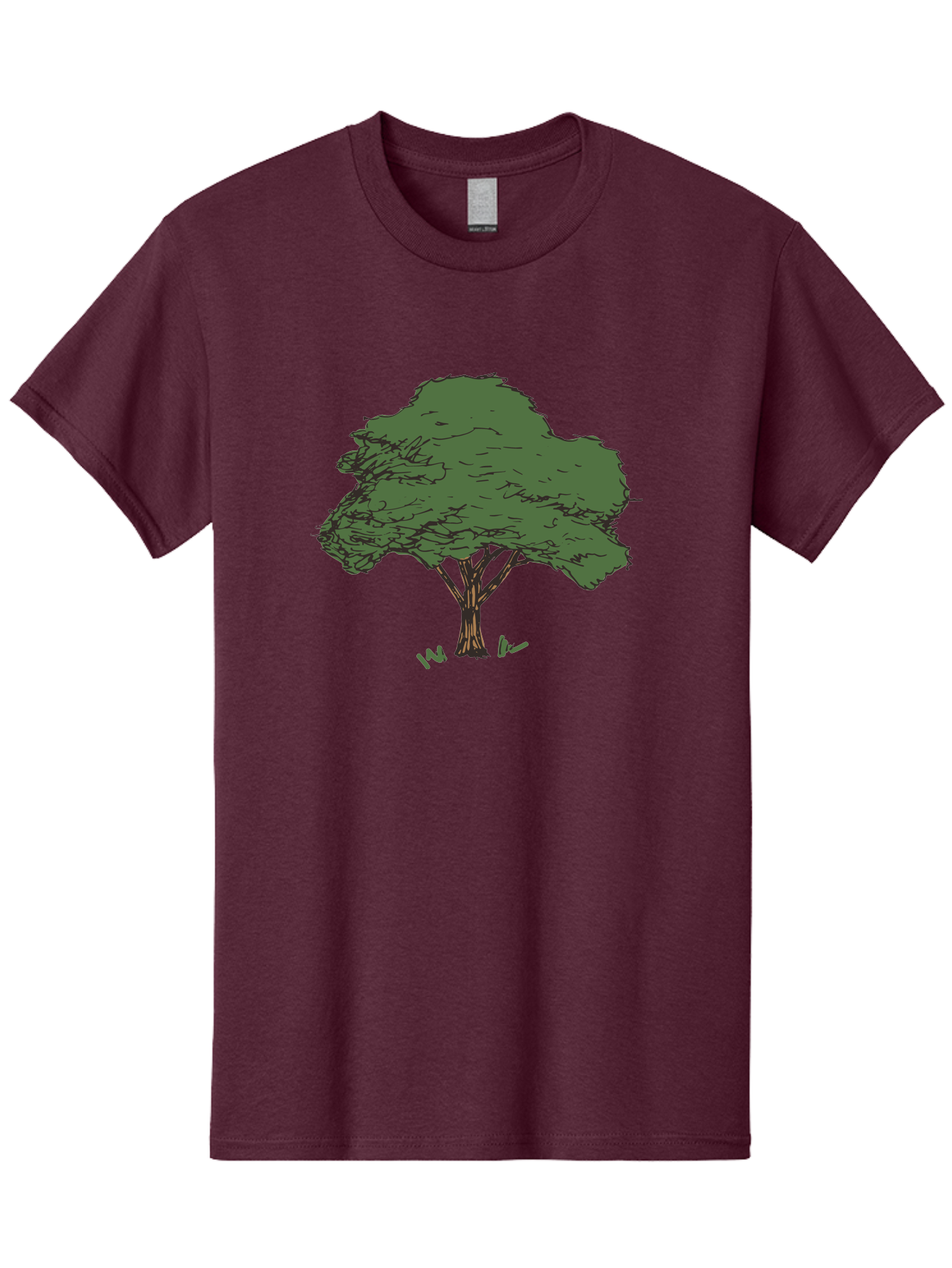 Tree-1 Men'S Graphic Tee, 100% Cotton, Comfortable Casual Summer Wear, Machine Washable, Simple Tree Illustration, Minimalist Design, Dark Green Foliage, Brown Trunk, Simple Branches, Whimsical Art, Digital Drawing, Abstract Tree, Aab147 13