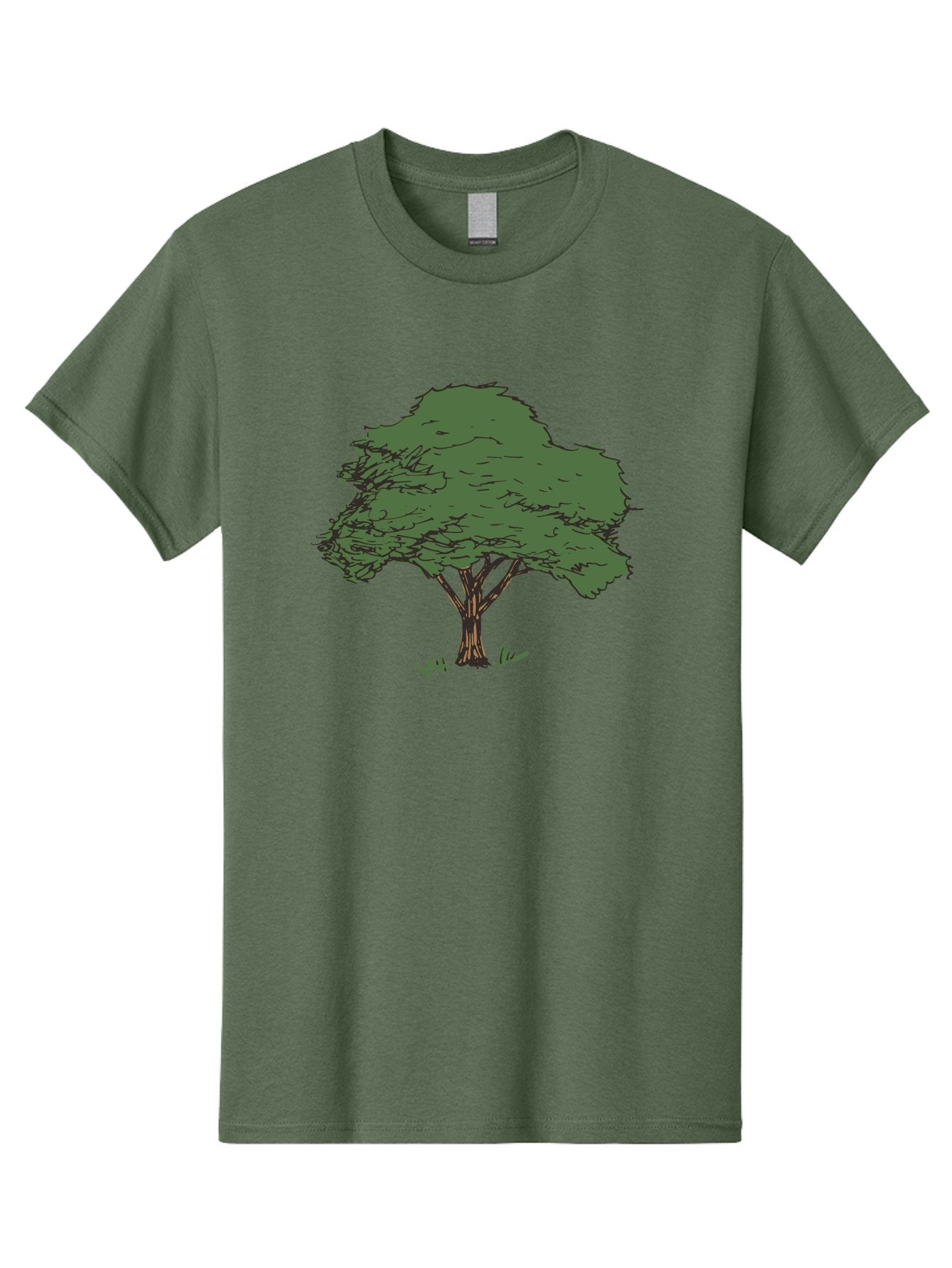 Tree-1 Men'S Graphic Tee, 100% Cotton, Comfortable Casual Summer Wear, Machine Washable, Simple Tree Illustration, Minimalist Design, Dark Green Foliage, Brown Trunk, Simple Branches, Whimsical Art, Digital Drawing, Abstract Tree, Aab147 12