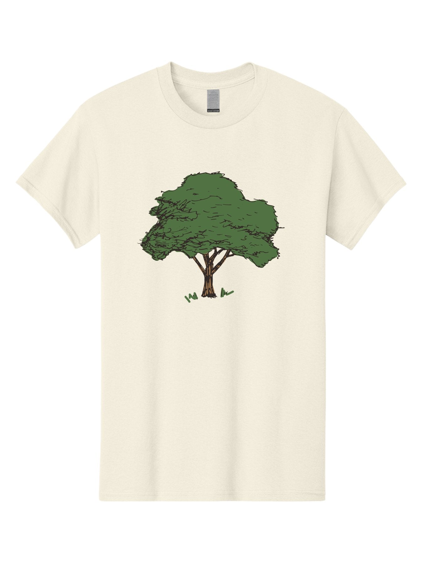 Tree-1 Men'S Graphic Tee, 100% Cotton, Comfortable Casual Summer Wear, Machine Washable, Simple Tree Illustration, Minimalist Design, Dark Green Foliage, Brown Trunk, Simple Branches, Whimsical Art, Digital Drawing, Abstract Tree, Aab147