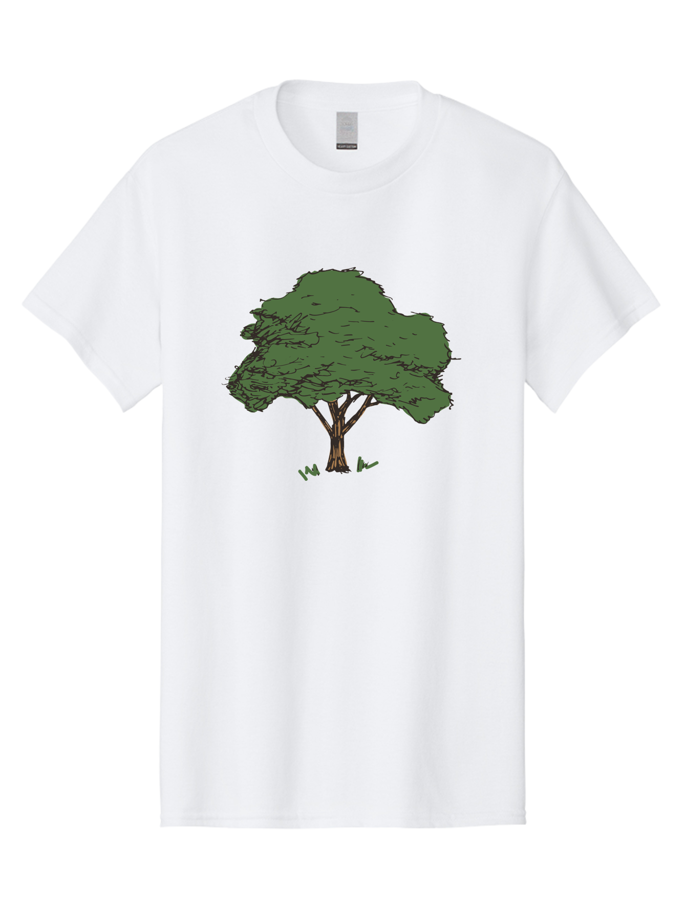 Tree-1 Men'S Graphic Tee, 100% Cotton, Comfortable Casual Summer Wear, Machine Washable, Simple Tree Illustration, Minimalist Design, Dark Green Foliage, Brown Trunk, Simple Branches, Whimsical Art, Digital Drawing, Abstract Tree, Aab147 29