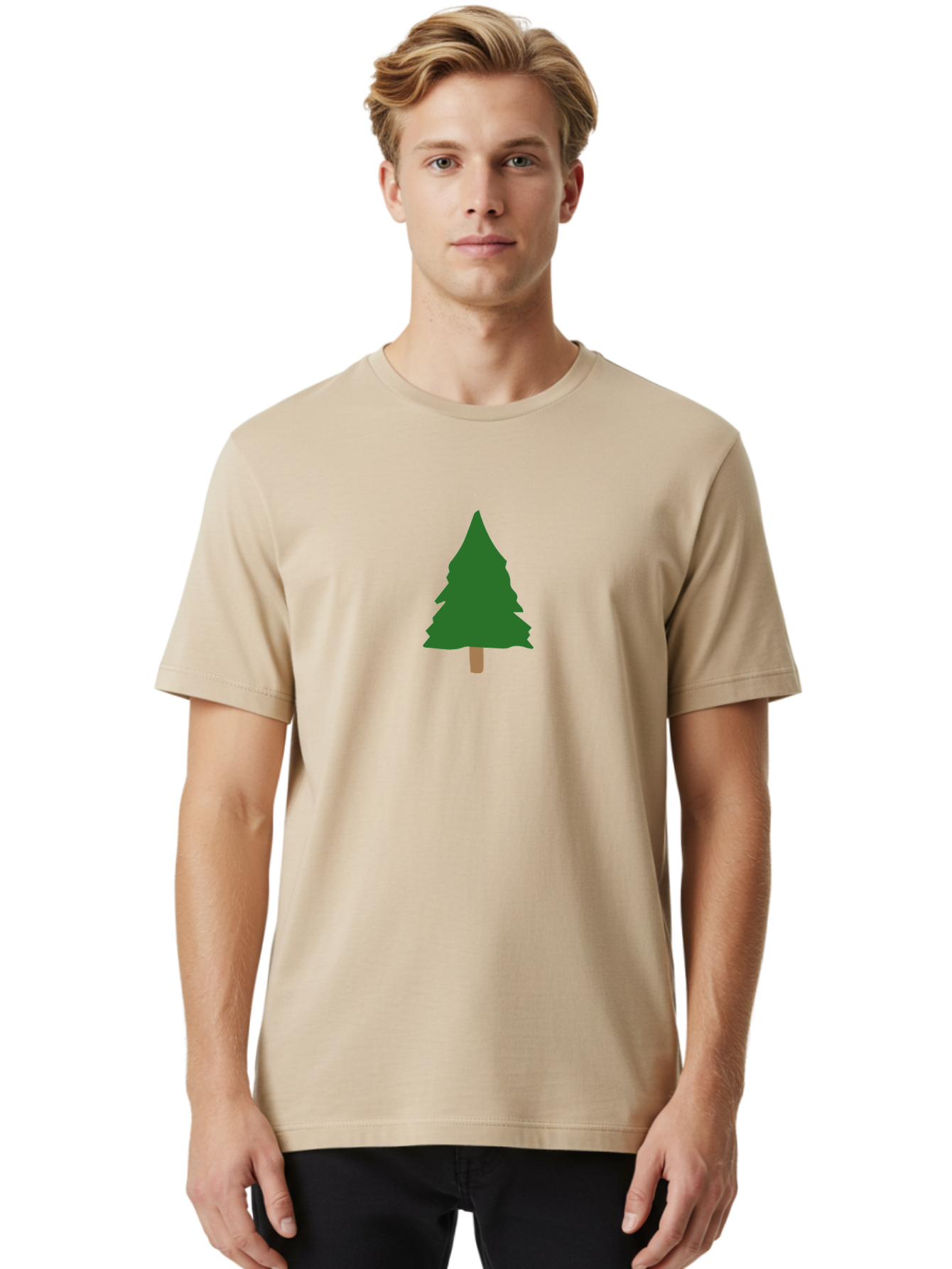 Tree-2 Men'S Graphic Tee, 100% Cotton, Comfortable Casual Summer Wear, Machine Washable, Simple Pine Tree, Minimalist Illustration, Evergreen Tree, Cartoon Style, Forest Icon, Eco-Friendly Symbol, Nature Graphic, Coniferous Tree, Digital Art Aab148 28