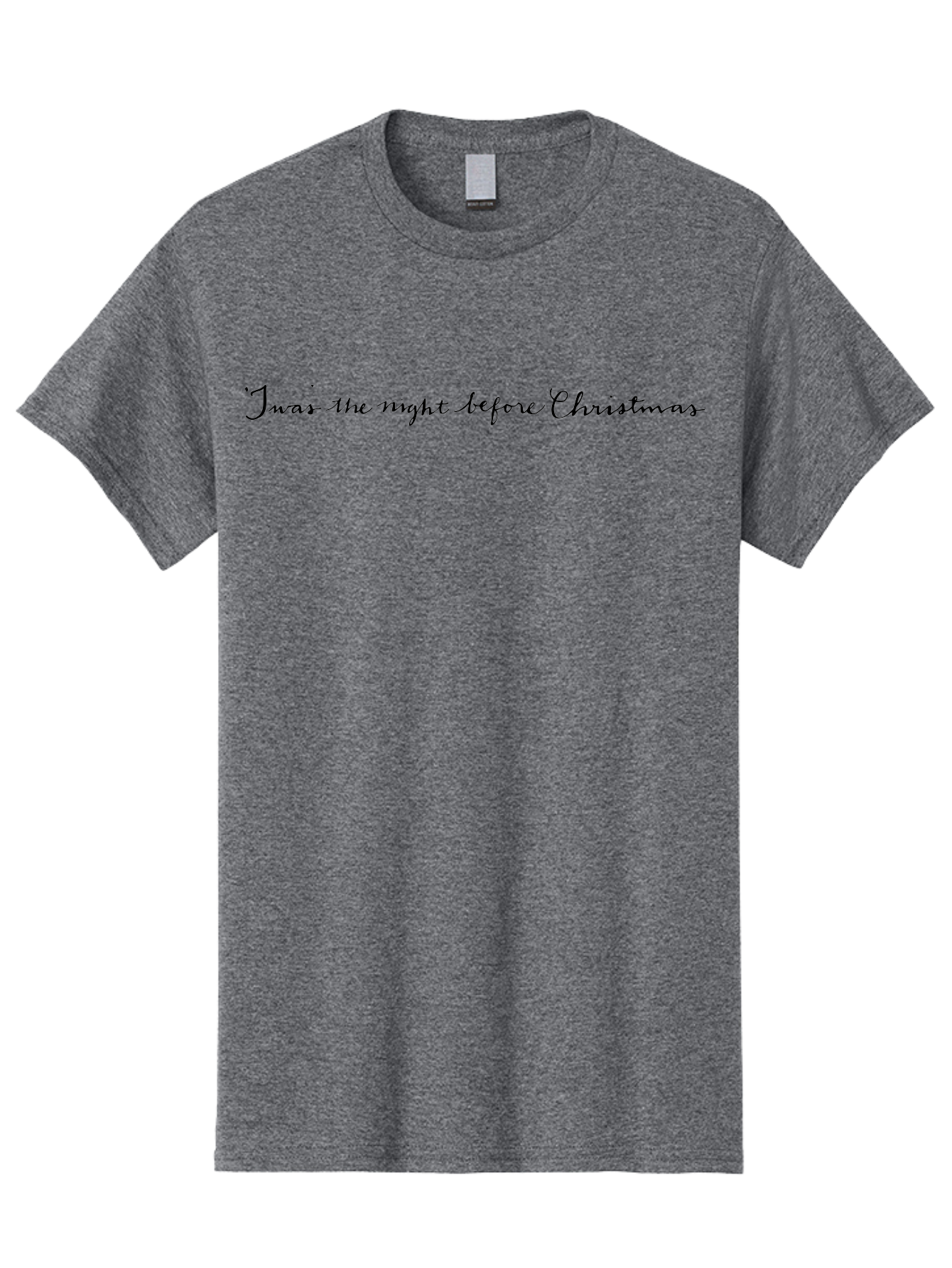 Twas-Night-Before-Christmas Men'S Graphic Tee, 100% Cotton, Comfortable Casual Summer Wear, Machine Washable, Classic Christmas Quote, Holiday Phrase, Festive Sayings, Black Cursive Text, Christmas Eve, Holiday Season, Winter Wonderland, Aab151 23