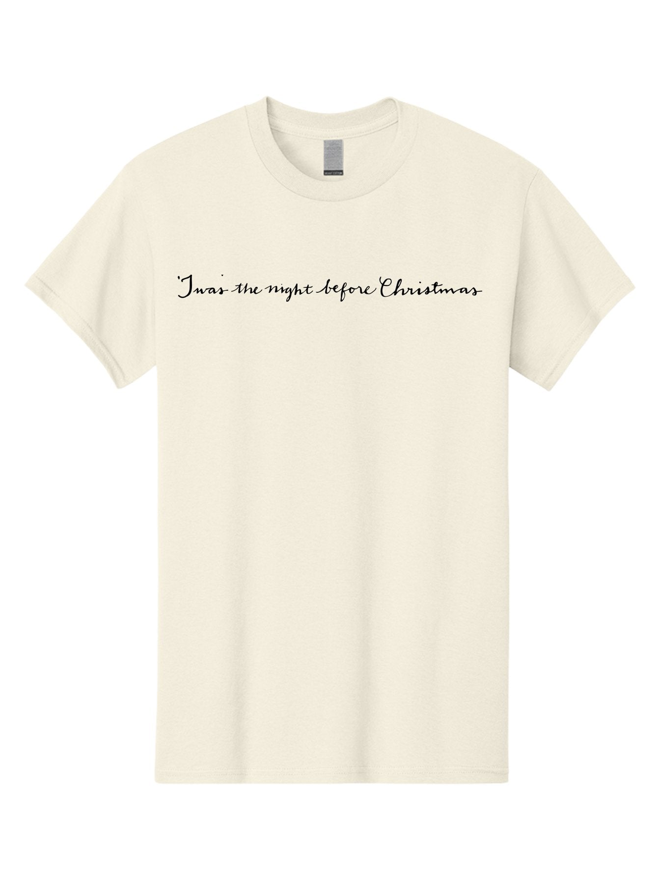 Twas-Night-Before-Christmas Men'S Graphic Tee, 100% Cotton, Comfortable Casual Summer Wear, Machine Washable, Classic Christmas Quote, Holiday Phrase, Festive Sayings, Black Cursive Text, Christmas Eve, Holiday Season, Winter Wonderland, Aab151 3