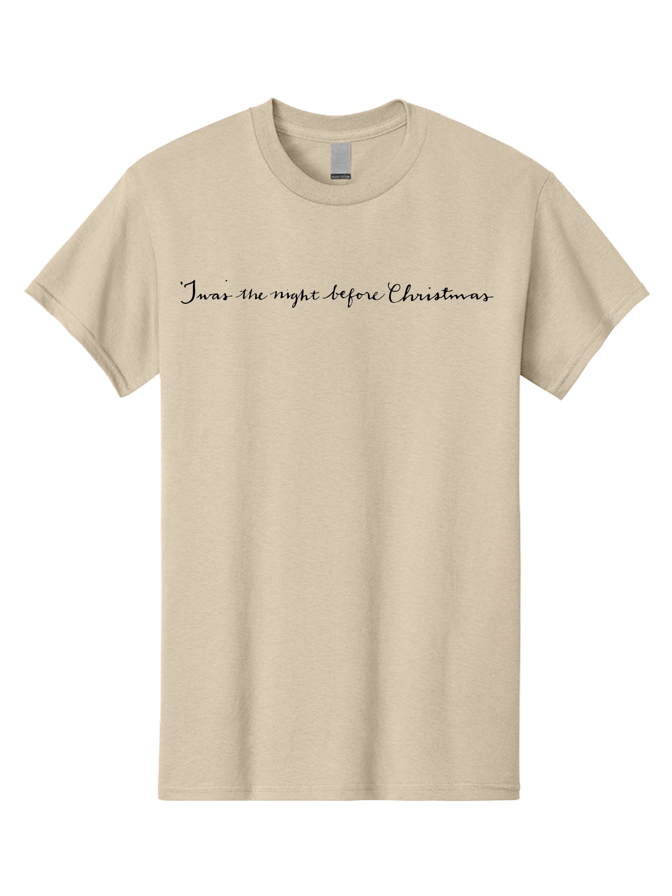 Twas-Night-Before-Christmas Men'S Graphic Tee, 100% Cotton, Comfortable Casual Summer Wear, Machine Washable, Classic Christmas Quote, Holiday Phrase, Festive Sayings, Black Cursive Text, Christmas Eve, Holiday Season, Winter Wonderland, Aab151 9