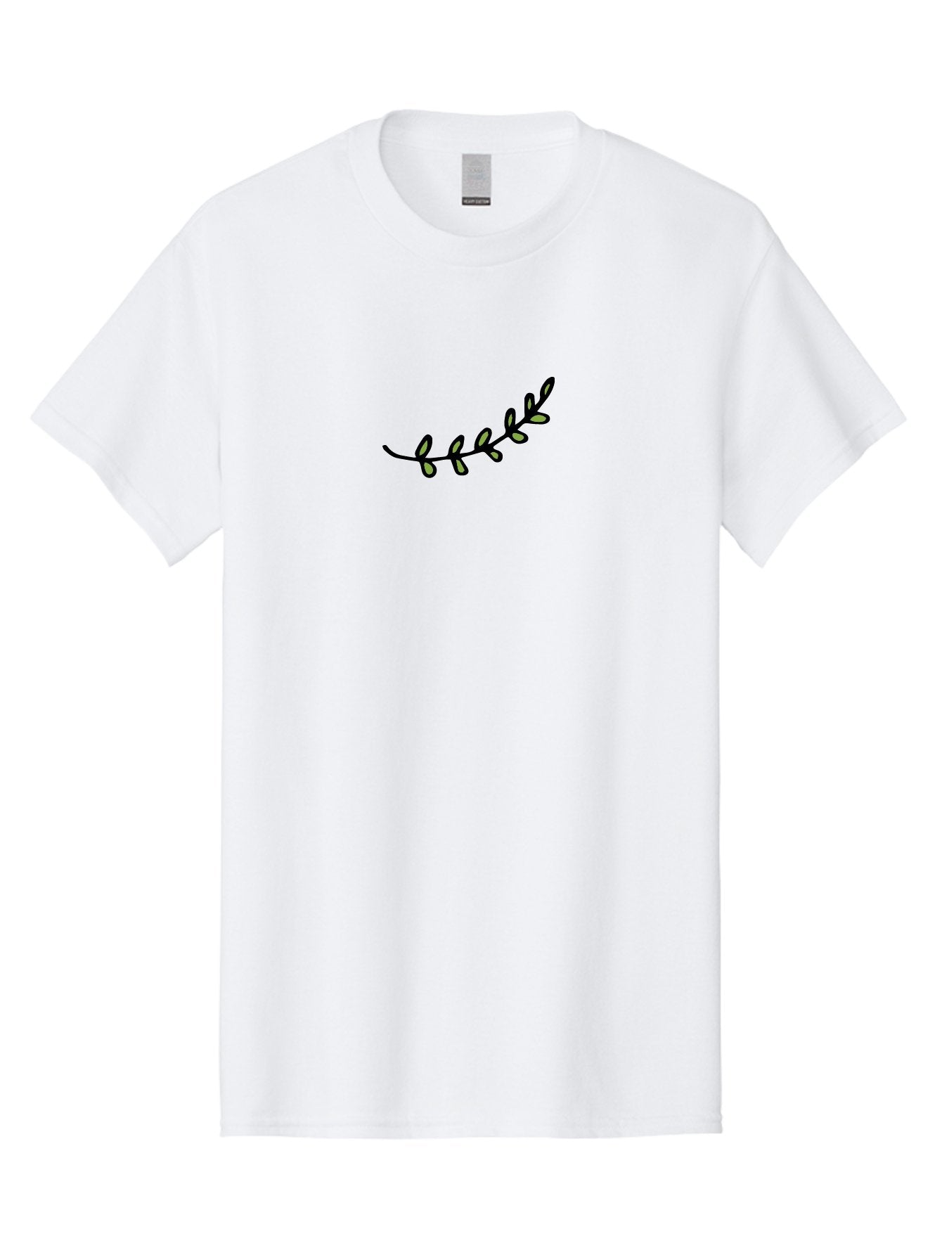 Vine-Branch Men'S Graphic Tee, 100% Cotton, Comfortable Casual Summer Wear, Machine Washable, Hand-Drawn Vine, Black Outline, Leaves, Simple Design, Minimalist Art, Elegant Decor, Nature-Inspired, Whimsical Illustration Aab155 7