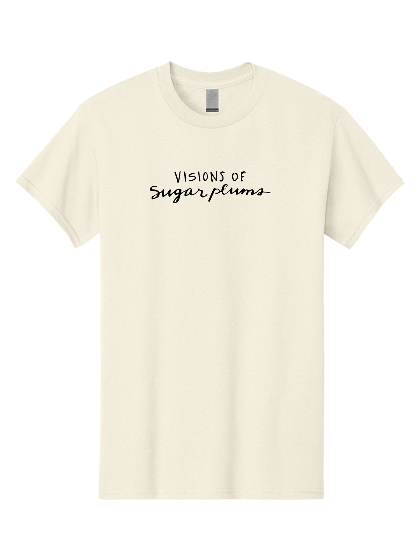Visions-Of-Sugar-Plums Men'S Graphic Tee, 100% Cotton, Comfortable Casual Summer Wear, Machine Washable, Visions Of Sugar Plums, Sweet Treats, Festive Typography, Sugarplums, Creative Writing, Holiday Phrases, Fancy Script Aab158