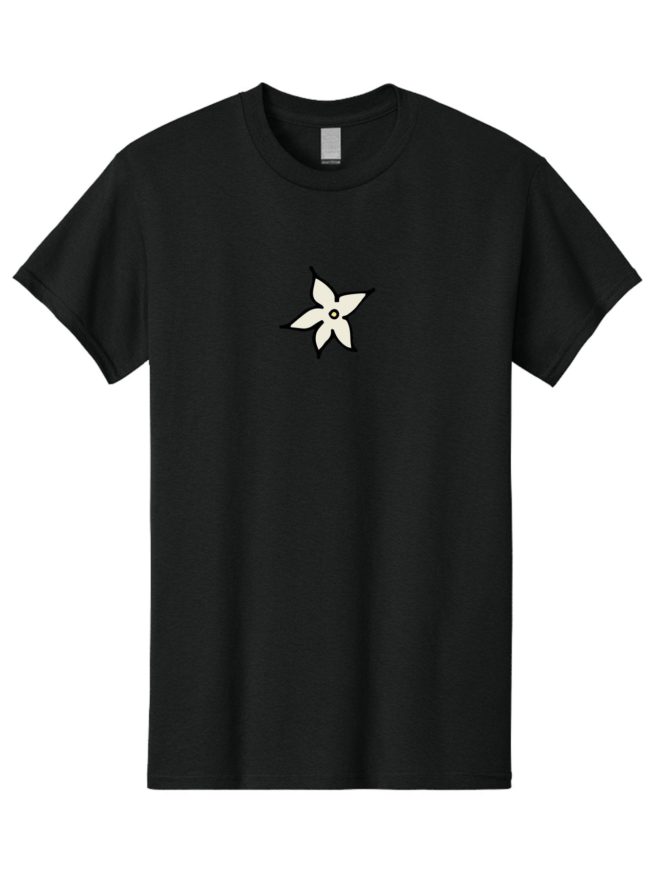 White-Flower-2 Men'S Graphic Tee, 100% Cotton, Comfortable Casual Summer Wear, Machine Washable, White Flower, Simple Design, Minimalist Art, Five Petals, Black Outline, Yellow Center, Delicate Illustration, Floral Motif Aab161 7