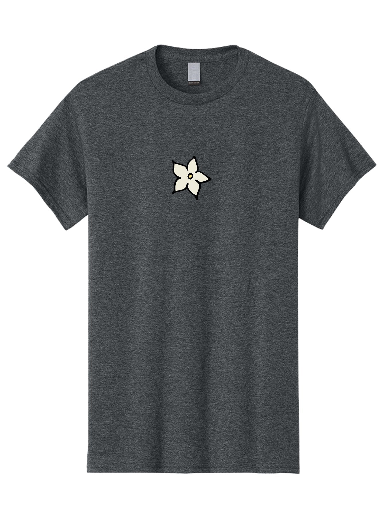 White-Flower Men'S Graphic Tee, 100% Cotton, Comfortable Casual Summer Wear, Machine Washable, Simple White Flower, Minimalist Design, Five-Petaled Flower, Black Outline, Centered Composition, Floral Icon, Cartoon-Style Flower, Simple Graphics Aab162 11