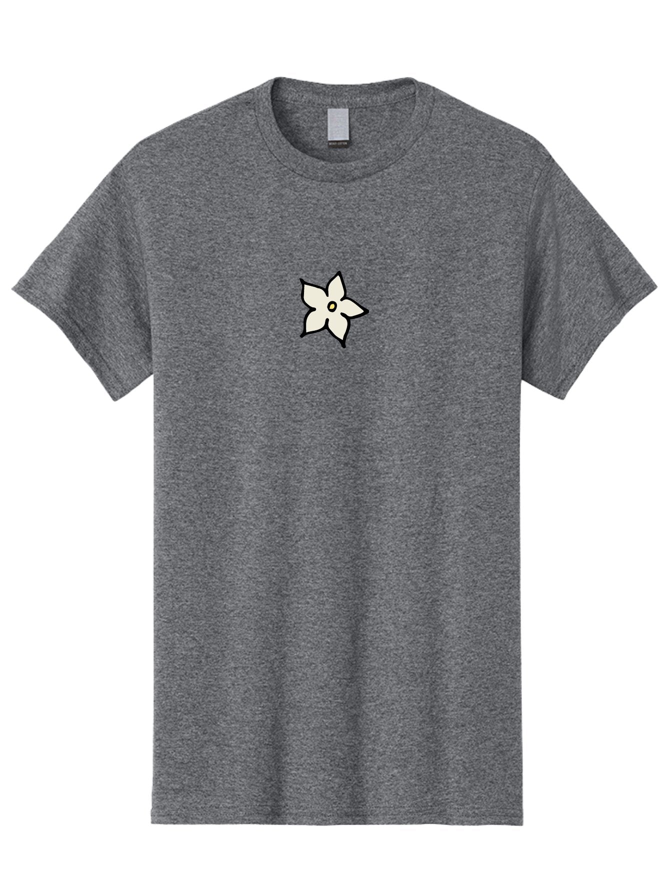 White-Flower Men'S Graphic Tee, 100% Cotton, Comfortable Casual Summer Wear, Machine Washable, Simple White Flower, Minimalist Design, Five-Petaled Flower, Black Outline, Centered Composition, Floral Icon, Cartoon-Style Flower, Simple Graphics Aab162 12