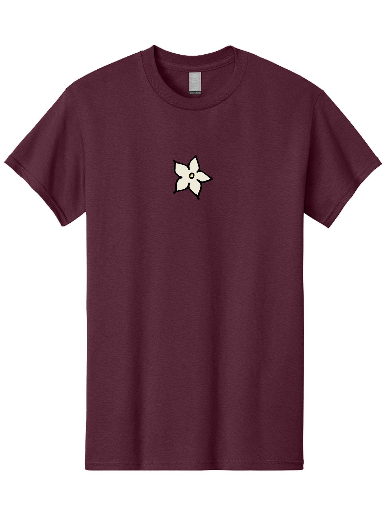White-Flower Men'S Graphic Tee, 100% Cotton, Comfortable Casual Summer Wear, Machine Washable, Simple White Flower, Minimalist Design, Five-Petaled Flower, Black Outline, Centered Composition, Floral Icon, Cartoon-Style Flower, Simple Graphics Aab162 8