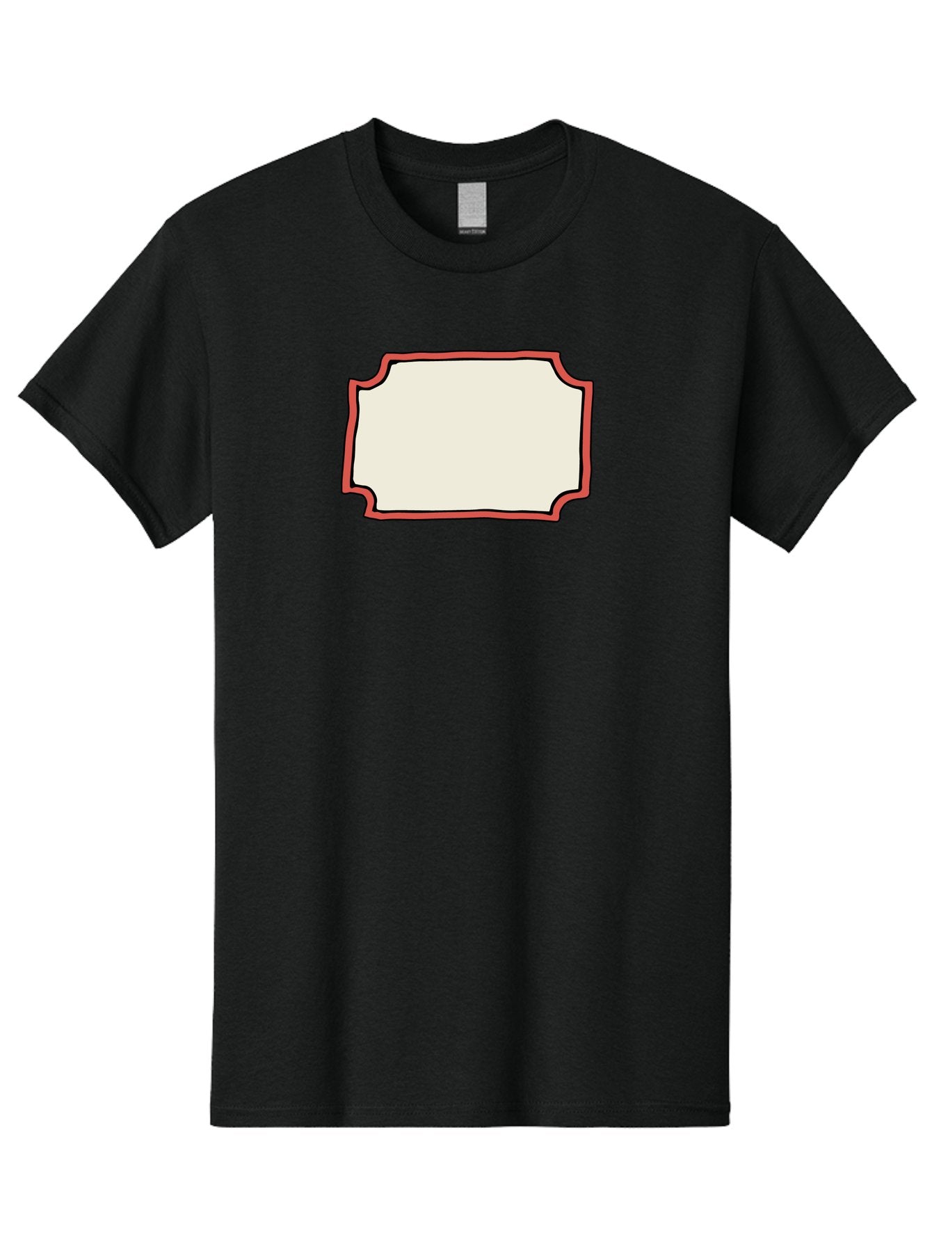 White-Label Men'S Graphic Tee, 100% Cotton, Comfortable Casual Summer Wear, Machine Washable, Blank Sign, Empty Sign, Red Border, White Background, Simple Design, Graphic Element, Customizable Template, Placeholder Text, Signage Mockup Aab163