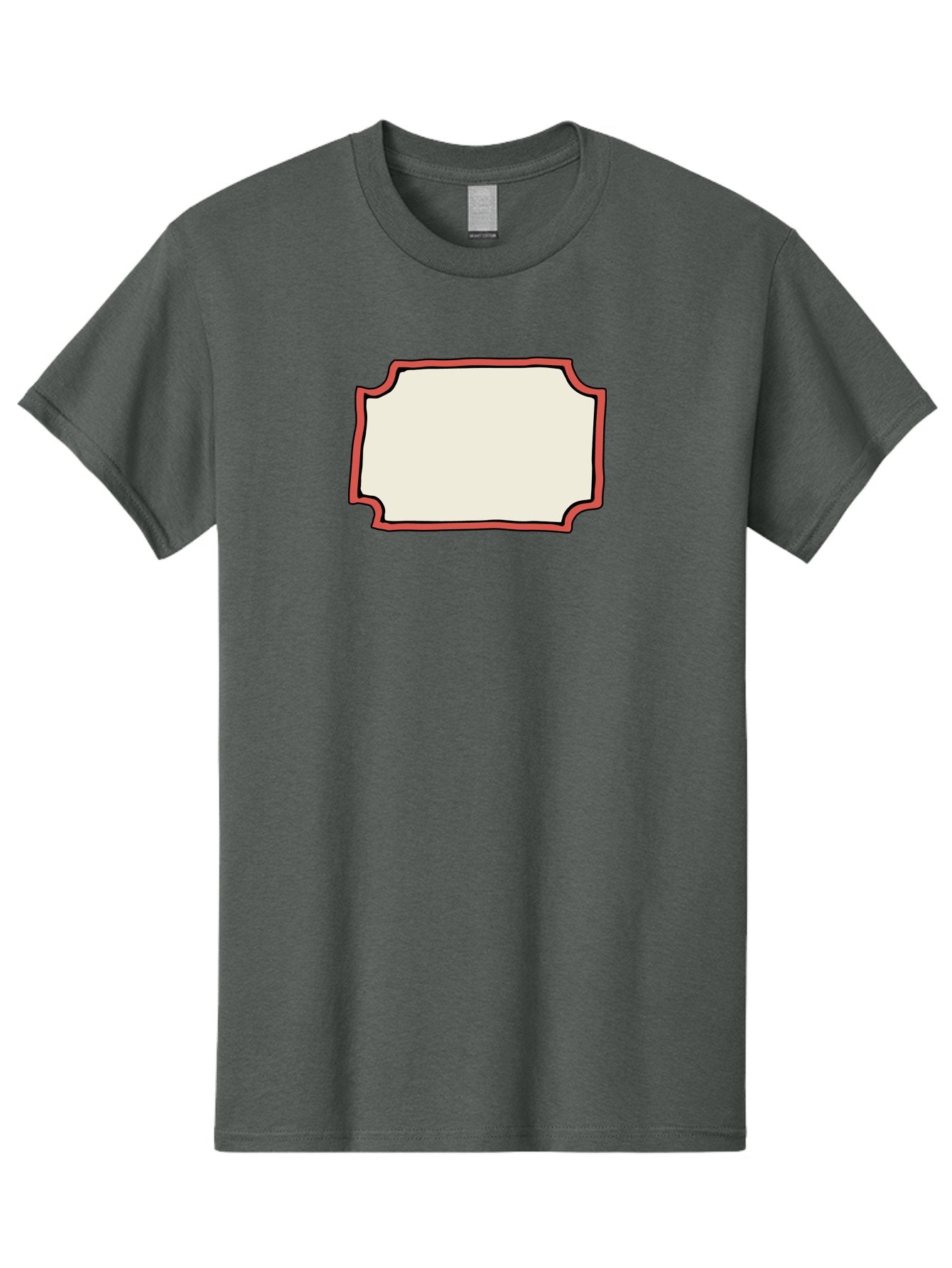 White-Label Men'S Graphic Tee, 100% Cotton, Comfortable Casual Summer Wear, Machine Washable, Blank Sign, Empty Sign, Red Border, White Background, Simple Design, Graphic Element, Customizable Template, Placeholder Text, Signage Mockup Aab163 8