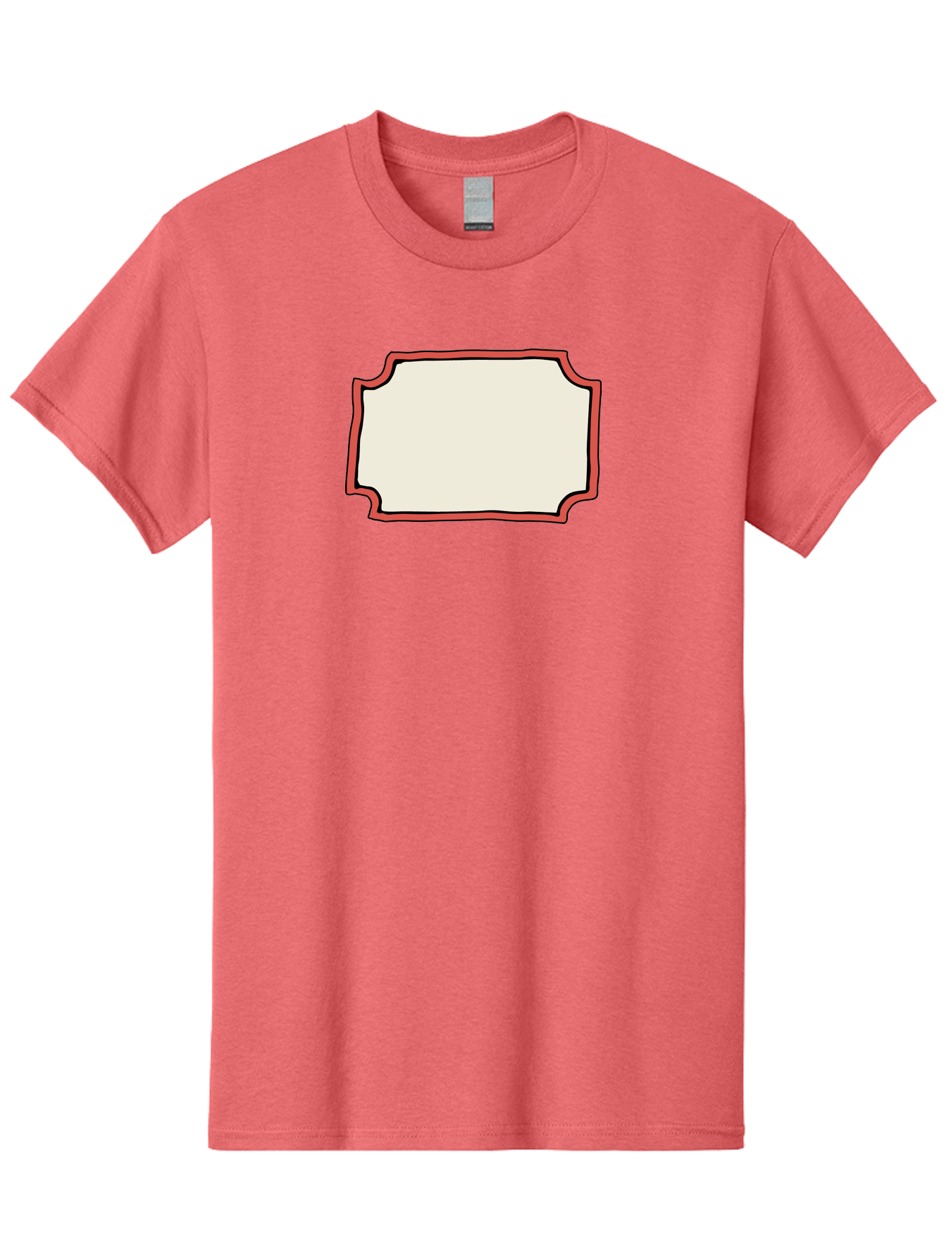 White-Label Men'S Graphic Tee, 100% Cotton, Comfortable Casual Summer Wear, Machine Washable, Blank Sign, Empty Sign, Red Border, White Background, Simple Design, Graphic Element, Customizable Template, Placeholder Text, Signage Mockup Aab163 23