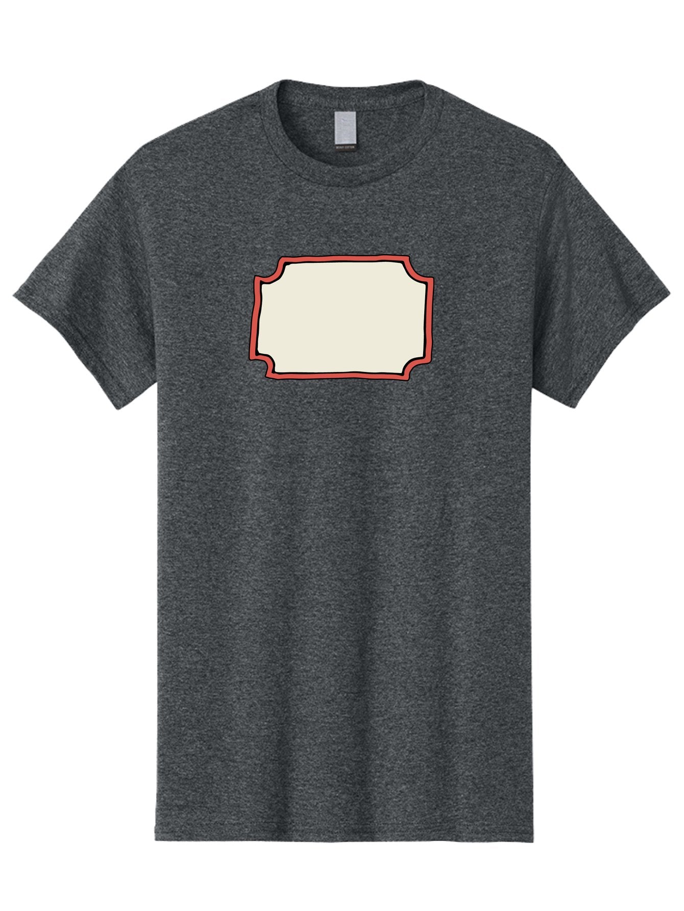 White-Label Men'S Graphic Tee, 100% Cotton, Comfortable Casual Summer Wear, Machine Washable, Blank Sign, Empty Sign, Red Border, White Background, Simple Design, Graphic Element, Customizable Template, Placeholder Text, Signage Mockup Aab163 11