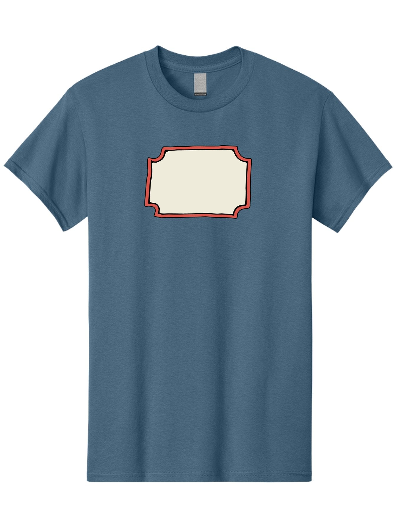 White-Label Men'S Graphic Tee, 100% Cotton, Comfortable Casual Summer Wear, Machine Washable, Blank Sign, Empty Sign, Red Border, White Background, Simple Design, Graphic Element, Customizable Template, Placeholder Text, Signage Mockup Aab163 6