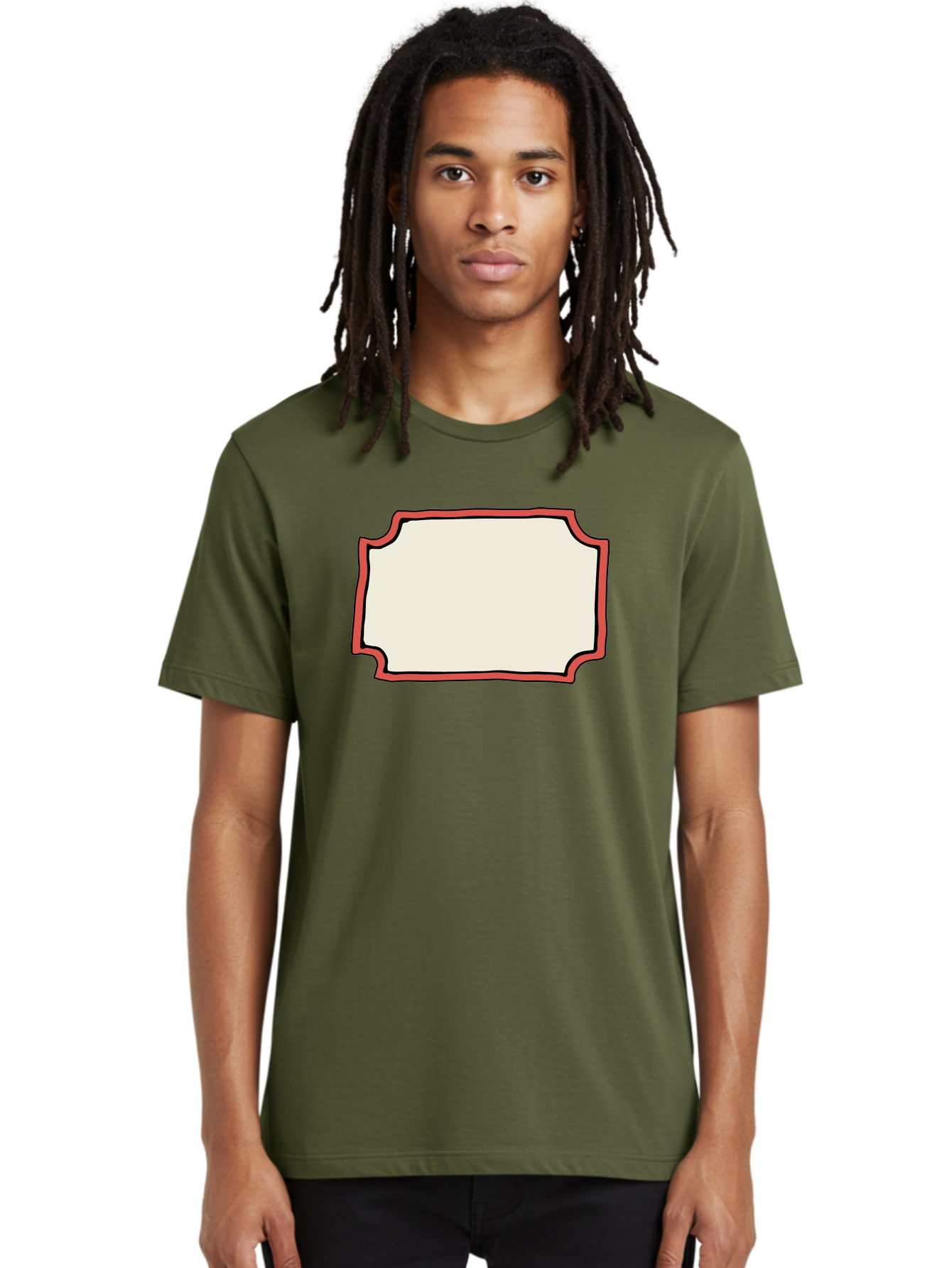 White-Label Men'S Graphic Tee, 100% Cotton, Comfortable Casual Summer Wear, Machine Washable, Blank Sign, Empty Sign, Red Border, White Background, Simple Design, Graphic Element, Customizable Template, Placeholder Text, Signage Mockup Aab163 20