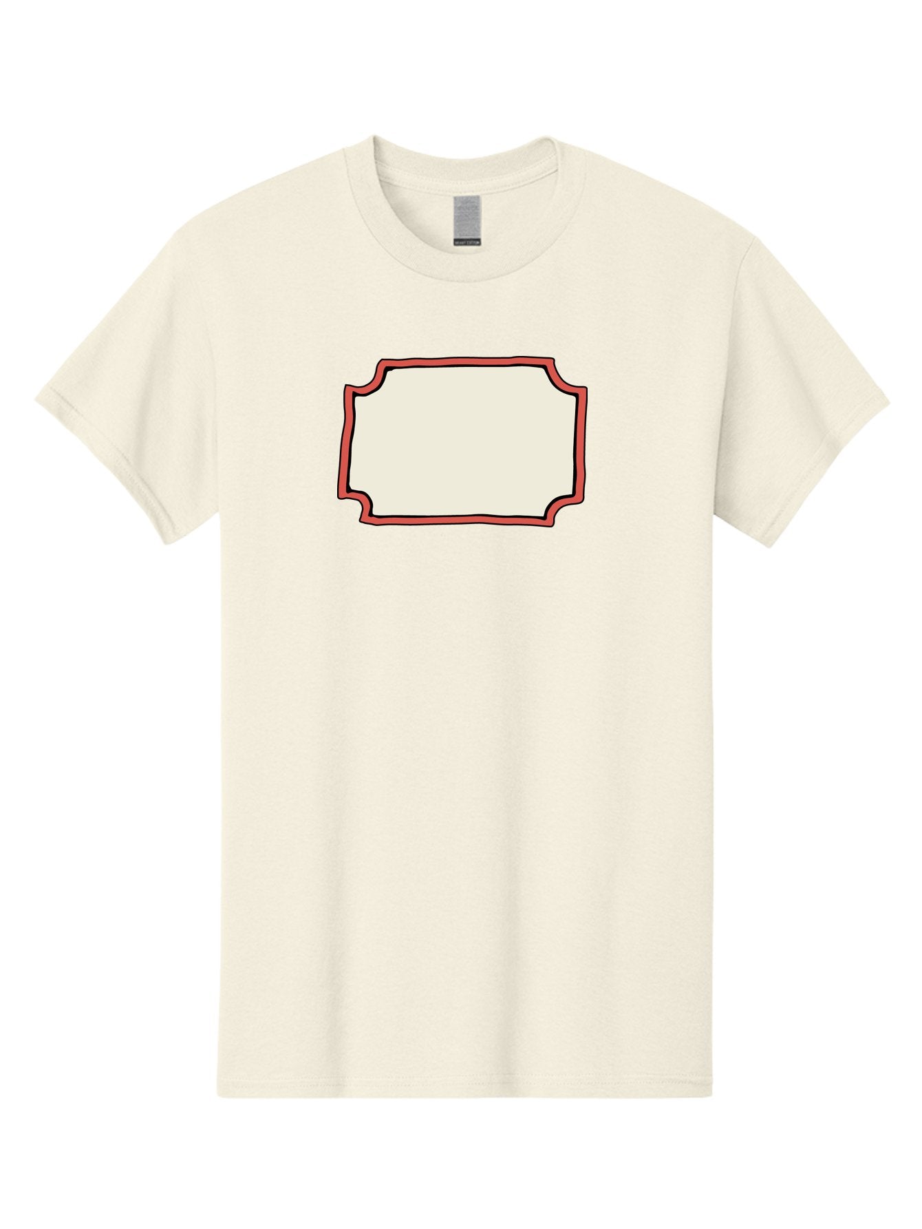 White-Label Men'S Graphic Tee, 100% Cotton, Comfortable Casual Summer Wear, Machine Washable, Blank Sign, Empty Sign, Red Border, White Background, Simple Design, Graphic Element, Customizable Template, Placeholder Text, Signage Mockup Aab163 13