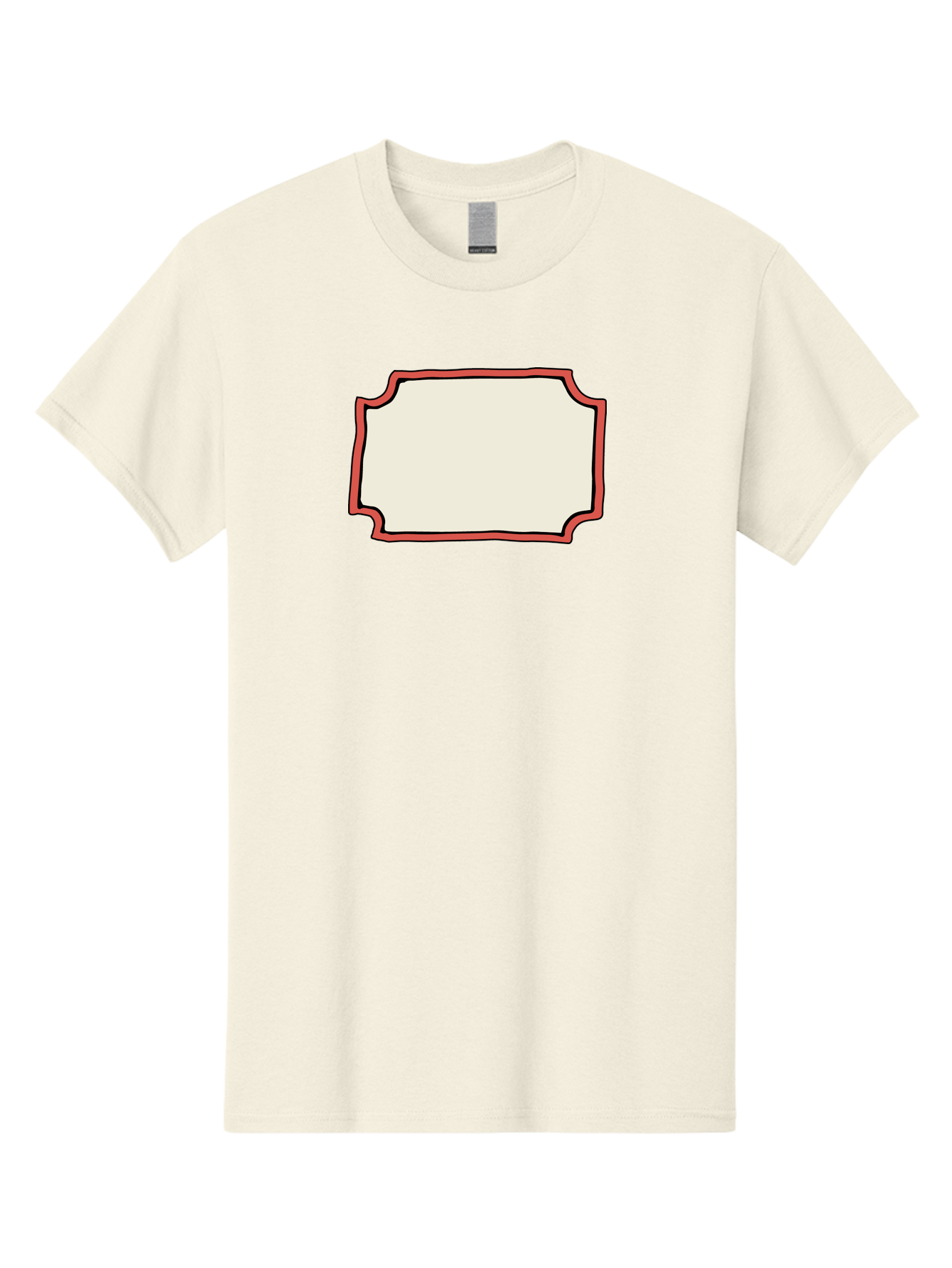 White-Label Men'S Graphic Tee, 100% Cotton, Comfortable Casual Summer Wear, Machine Washable, Blank Sign, Empty Sign, Red Border, White Background, Simple Design, Graphic Element, Customizable Template, Placeholder Text, Signage Mockup Aab163 29