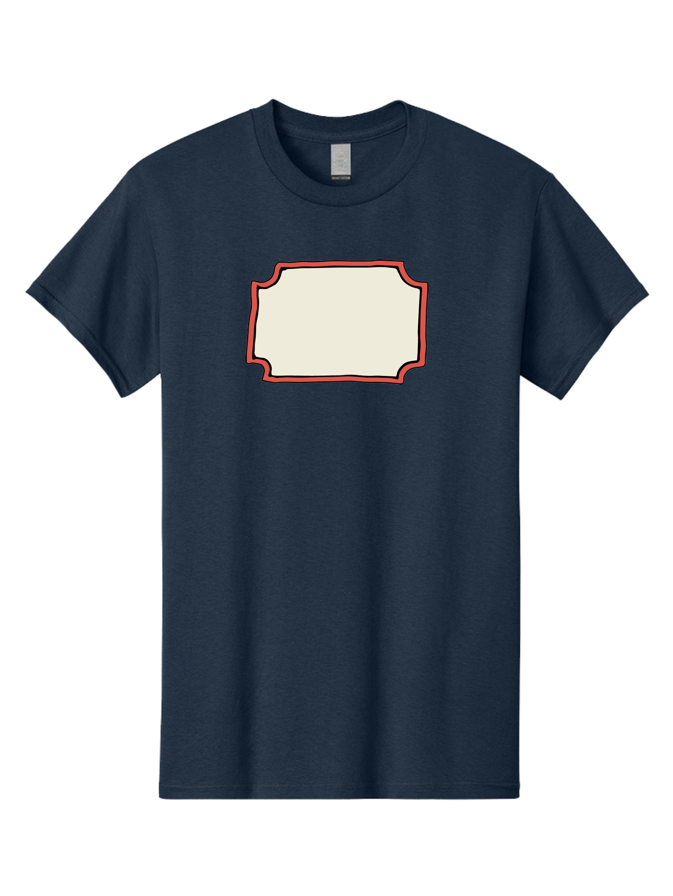 White-Label Men'S Graphic Tee, 100% Cotton, Comfortable Casual Summer Wear, Machine Washable, Blank Sign, Empty Sign, Red Border, White Background, Simple Design, Graphic Element, Customizable Template, Placeholder Text, Signage Mockup Aab163