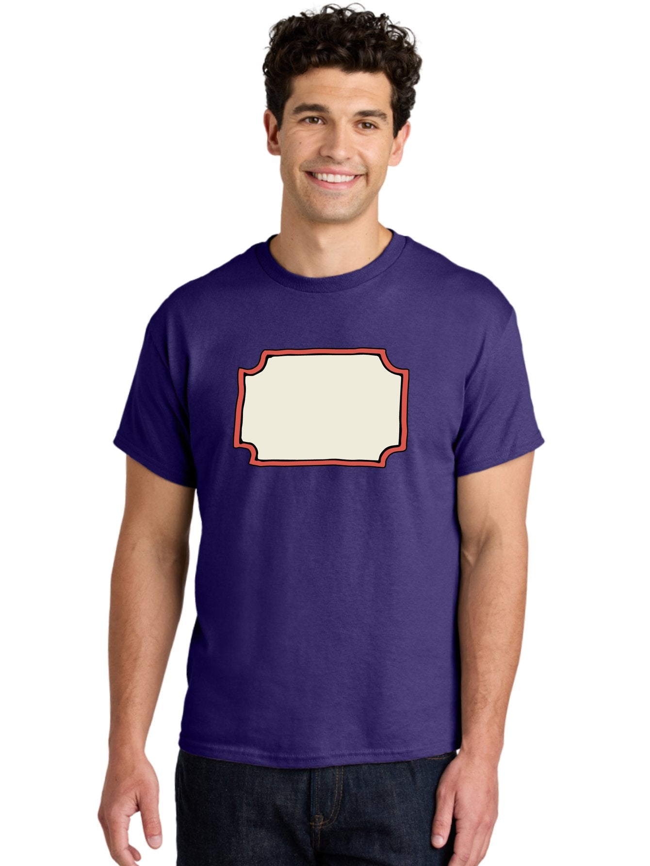 White-Label Men'S Graphic Tee, 100% Cotton, Comfortable Casual Summer Wear, Machine Washable, Blank Sign, Empty Sign, Red Border, White Background, Simple Design, Graphic Element, Customizable Template, Placeholder Text, Signage Mockup Aab163 26