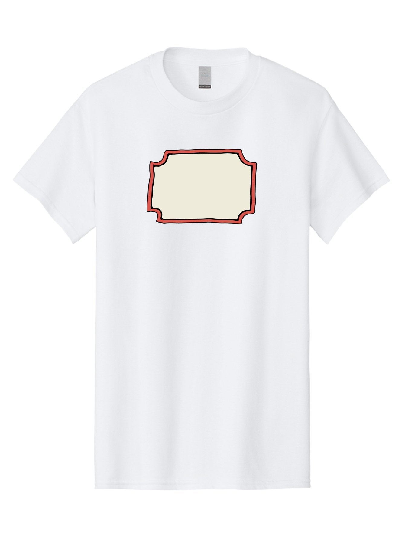 White-Label Men'S Graphic Tee, 100% Cotton, Comfortable Casual Summer Wear, Machine Washable, Blank Sign, Empty Sign, Red Border, White Background, Simple Design, Graphic Element, Customizable Template, Placeholder Text, Signage Mockup Aab163 14