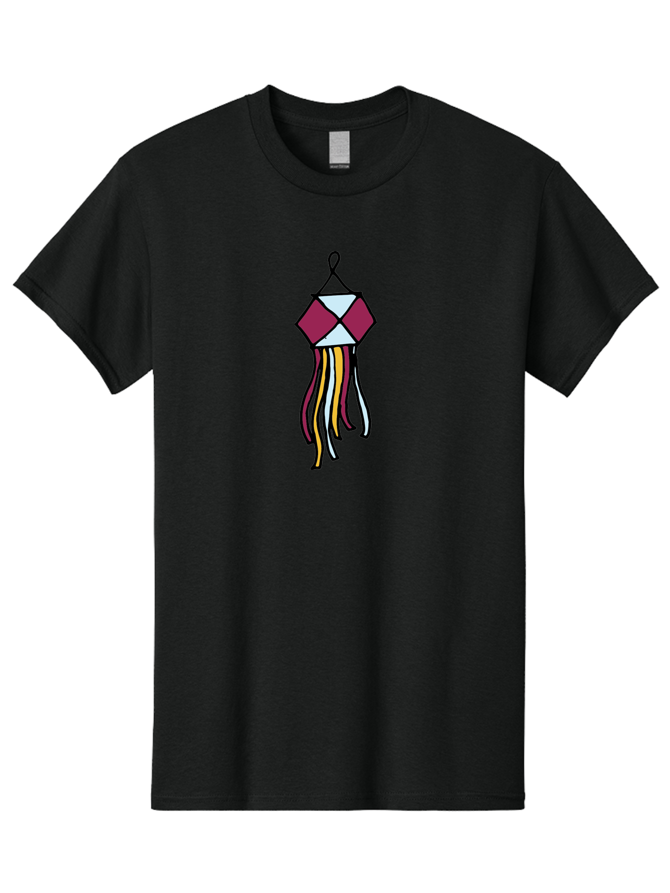 Windchime Men'S Graphic Tee, 100% Cotton, Comfortable Casual Summer Wear, Machine Washable, Hanging Decoration, Wind Chime, Colorful Tassels, Maroon And White, Yellow And White, Decorative Art, Flowing Ribbons, Festive Decor, Celebratory Theme Aab166 21
