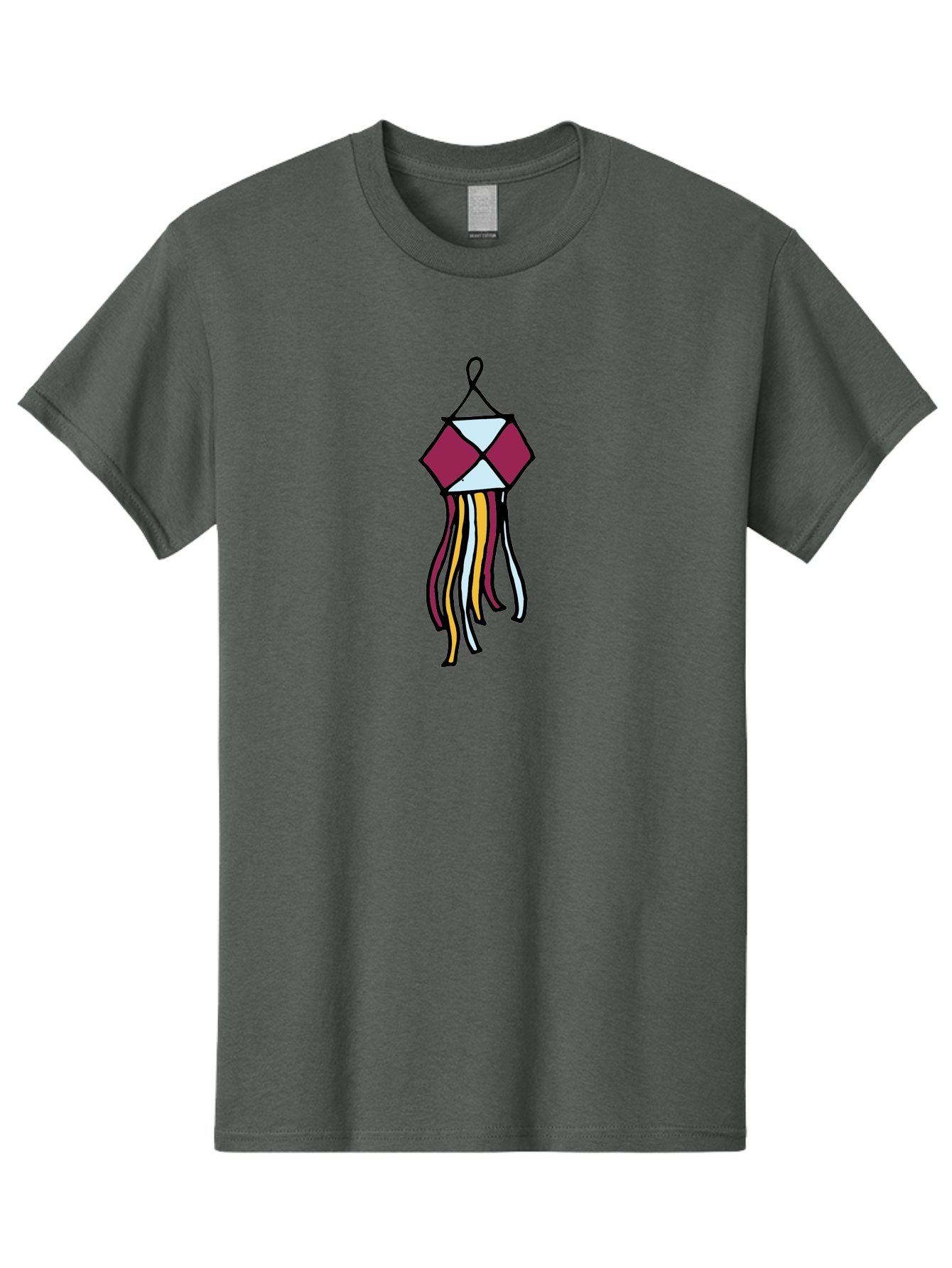 Windchime Men'S Graphic Tee, 100% Cotton, Comfortable Casual Summer Wear, Machine Washable, Hanging Decoration, Wind Chime, Colorful Tassels, Maroon And White, Yellow And White, Decorative Art, Flowing Ribbons, Festive Decor, Celebratory Theme Aab166 13