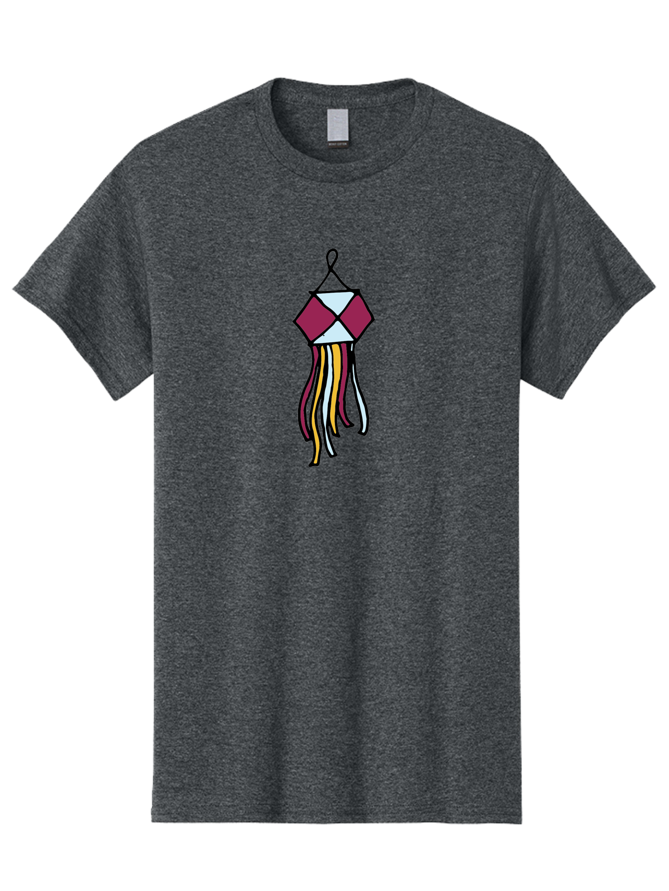 Windchime Men'S Graphic Tee, 100% Cotton, Comfortable Casual Summer Wear, Machine Washable, Hanging Decoration, Wind Chime, Colorful Tassels, Maroon And White, Yellow And White, Decorative Art, Flowing Ribbons, Festive Decor, Celebratory Theme Aab166 23