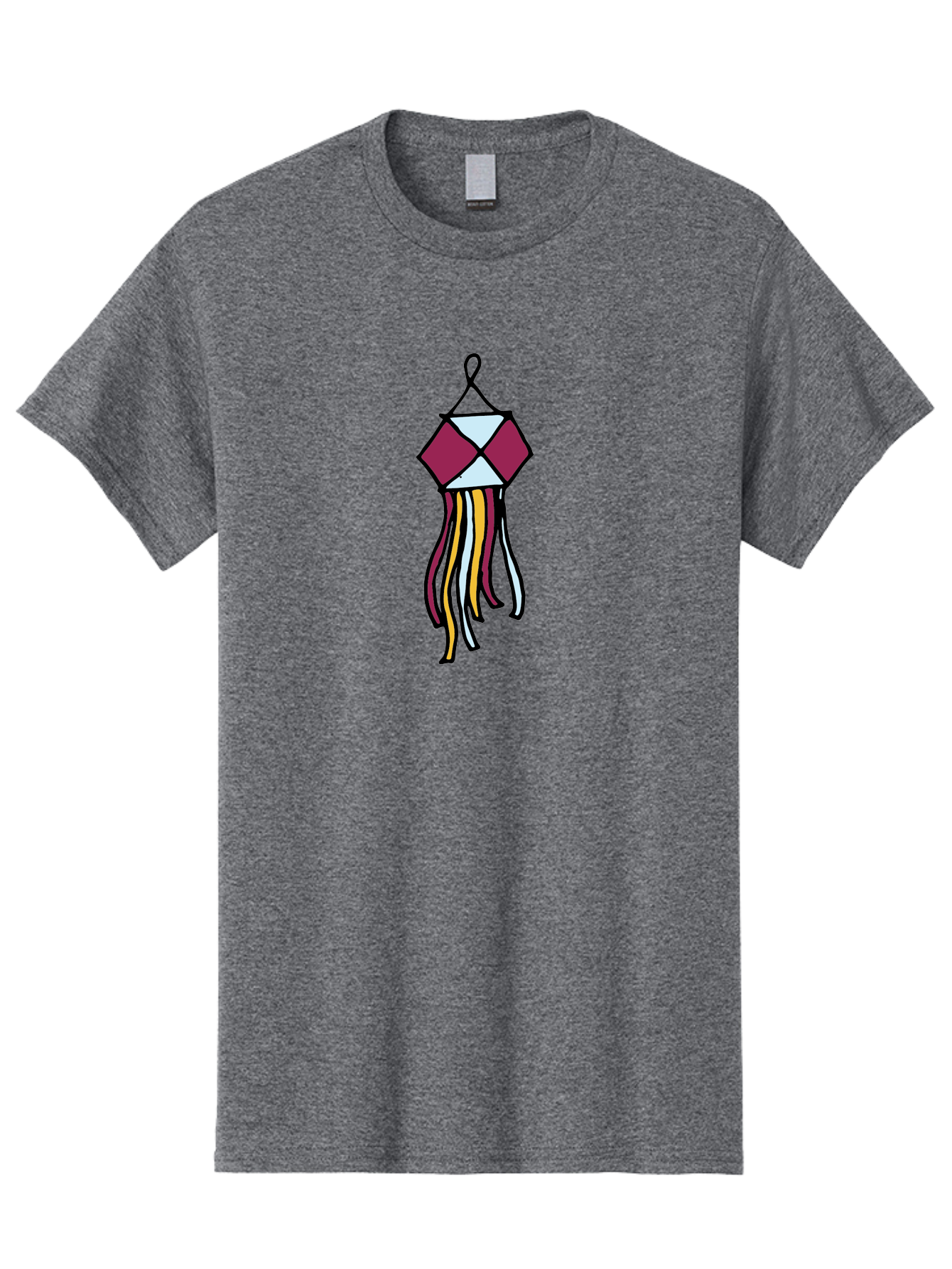 Windchime Men'S Graphic Tee, 100% Cotton, Comfortable Casual Summer Wear, Machine Washable, Hanging Decoration, Wind Chime, Colorful Tassels, Maroon And White, Yellow And White, Decorative Art, Flowing Ribbons, Festive Decor, Celebratory Theme Aab166 29