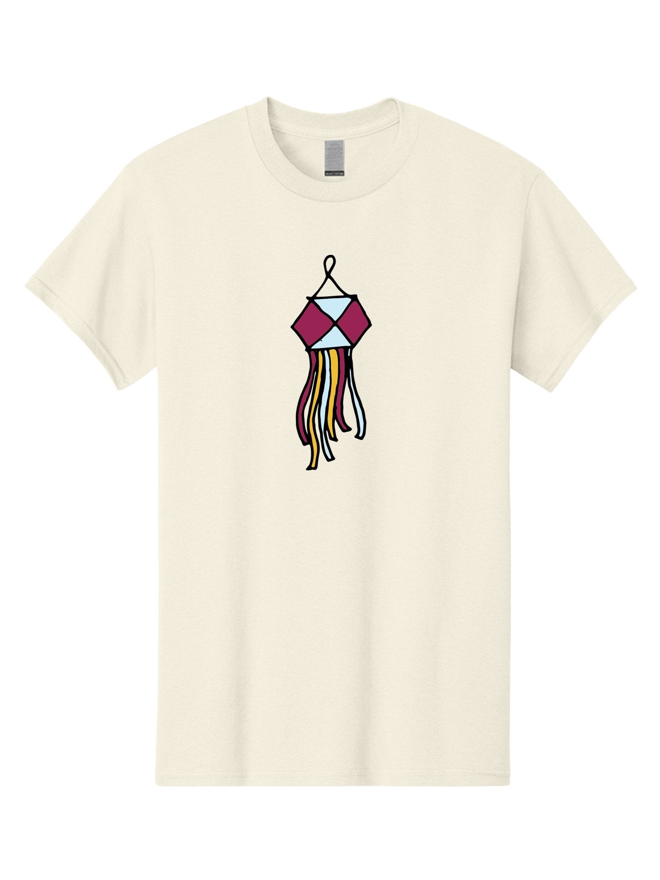Windchime Men'S Graphic Tee, 100% Cotton, Comfortable Casual Summer Wear, Machine Washable, Hanging Decoration, Wind Chime, Colorful Tassels, Maroon And White, Yellow And White, Decorative Art, Flowing Ribbons, Festive Decor, Celebratory Theme Aab166 15