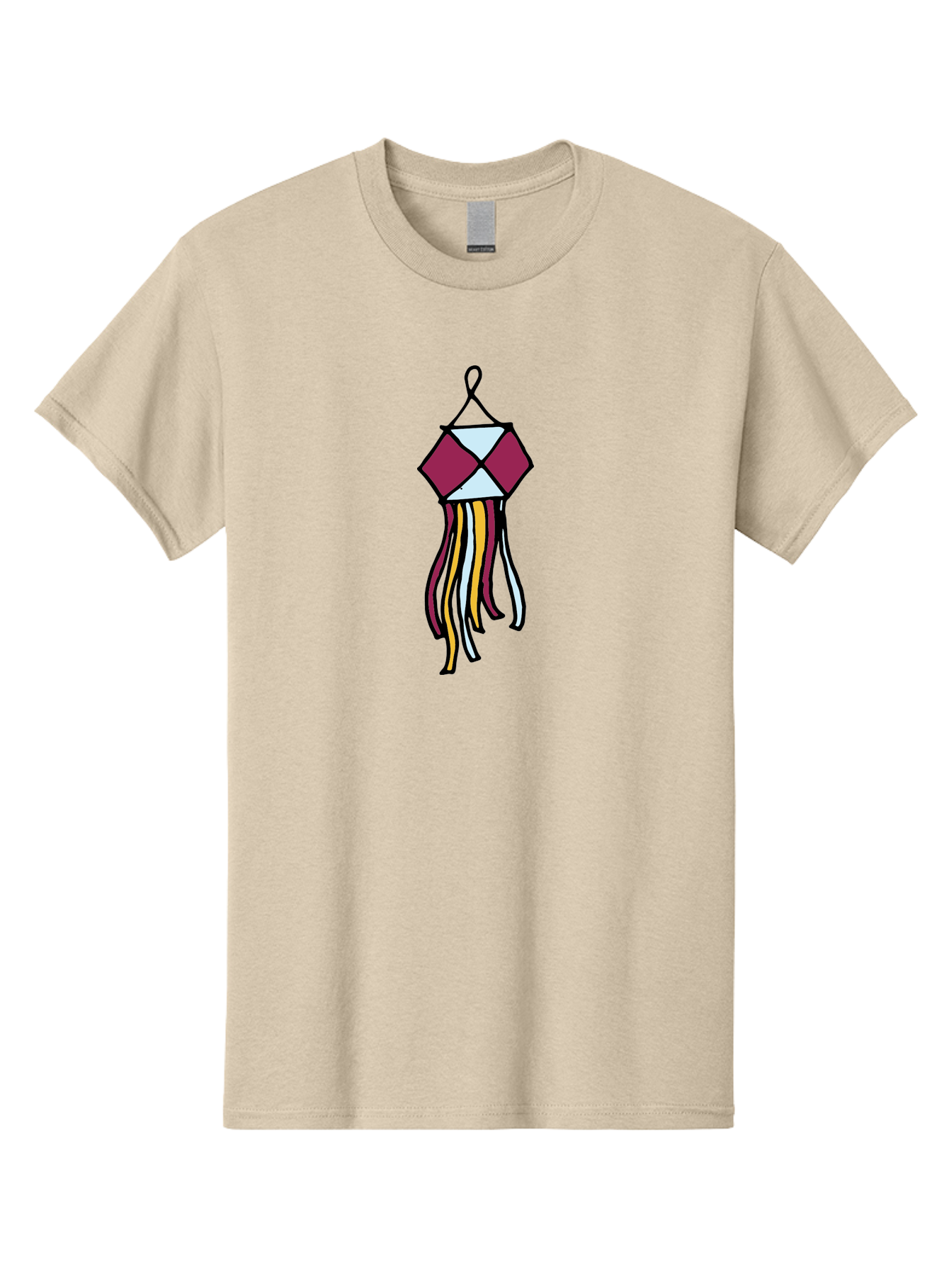 Windchime Men'S Graphic Tee, 100% Cotton, Comfortable Casual Summer Wear, Machine Washable, Hanging Decoration, Wind Chime, Colorful Tassels, Maroon And White, Yellow And White, Decorative Art, Flowing Ribbons, Festive Decor, Celebratory Theme Aab166 17