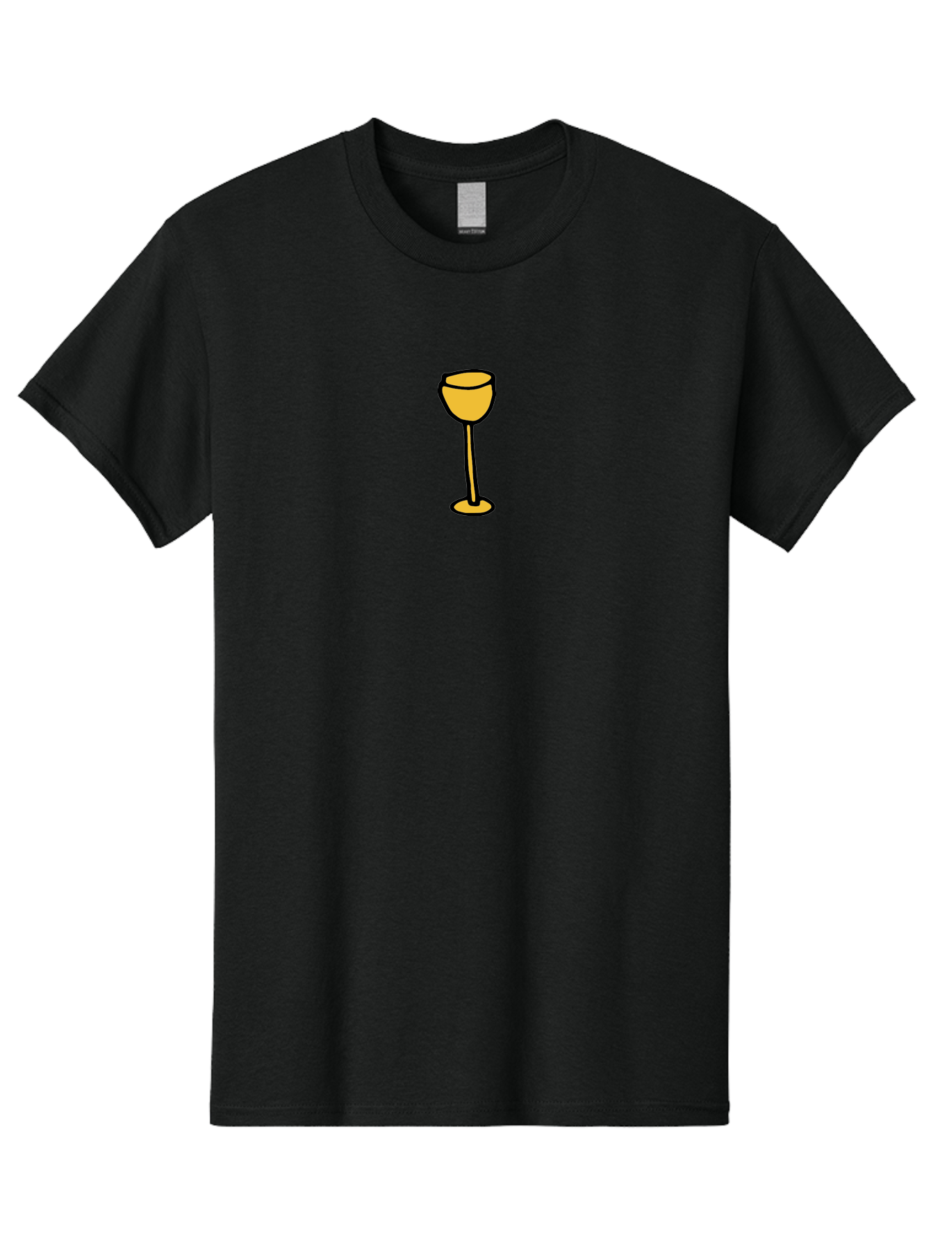 Wine-Glass-1 Men'S Graphic Tee, 100% Cotton, Comfortable Casual Summer Wear, Machine Washable, Wine Glass, Glassware, Fine Dining, Luxury, Elegance, Sophistication, Yellow Wine Glass, Cartoon Illustration, Simple Design Aab167