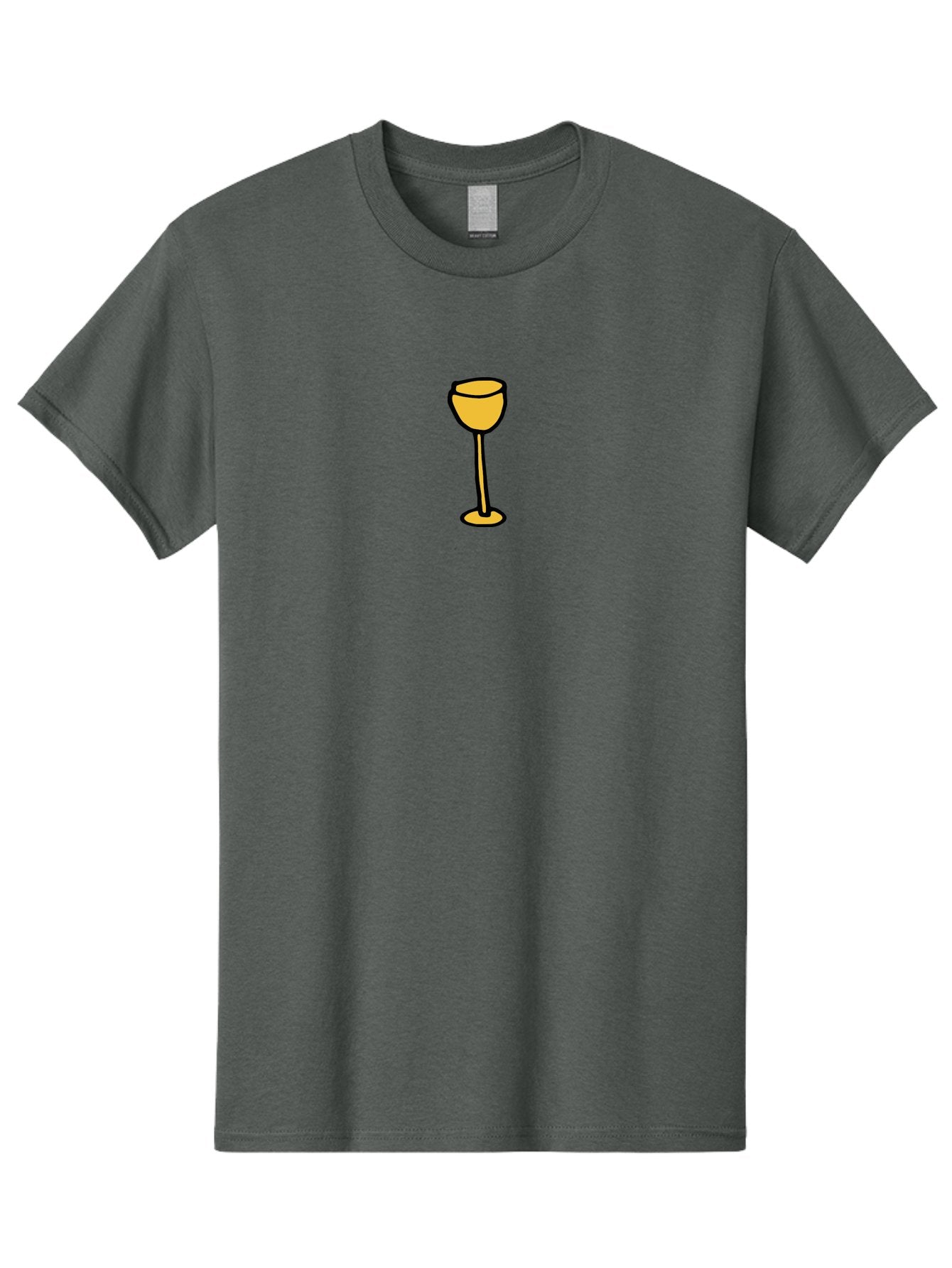 Wine-Glass-1 Men'S Graphic Tee, 100% Cotton, Comfortable Casual Summer Wear, Machine Washable, Wine Glass, Glassware, Fine Dining, Luxury, Elegance, Sophistication, Yellow Wine Glass, Cartoon Illustration, Simple Design Aab167